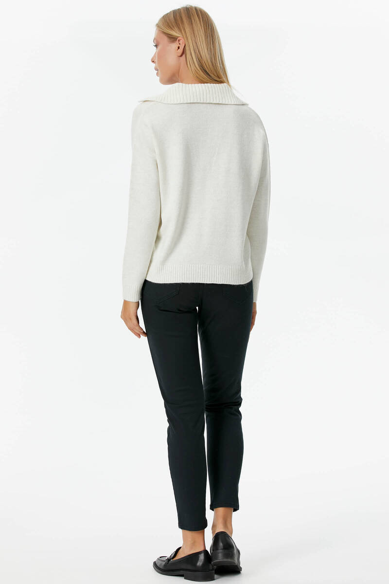 Polo Yaka Cepli Triko Kazak - Kemik (4) Sementa