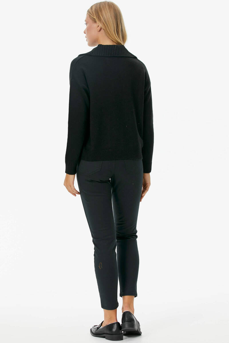 Polo Yaka Cepli Triko Kazak - Siyah (5) Sementa