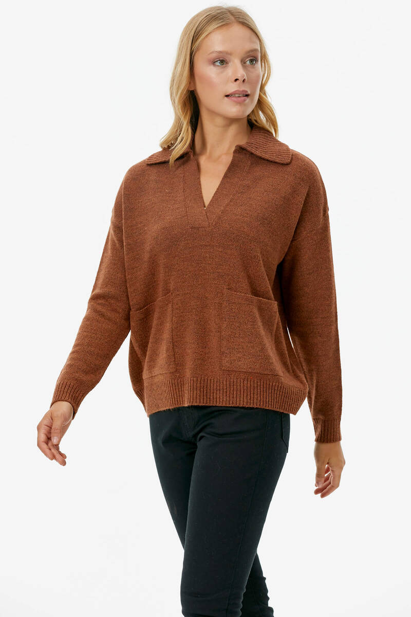 Polo Yaka Cepli Triko Kazak - Taba (4) Sementa