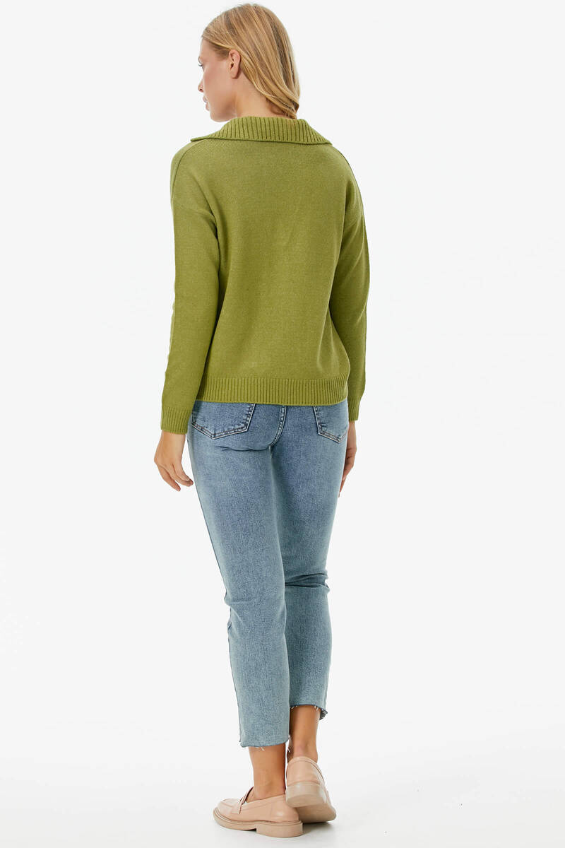 Polo Yaka Cepli Triko Kazak - Yeşil (5) Sementa