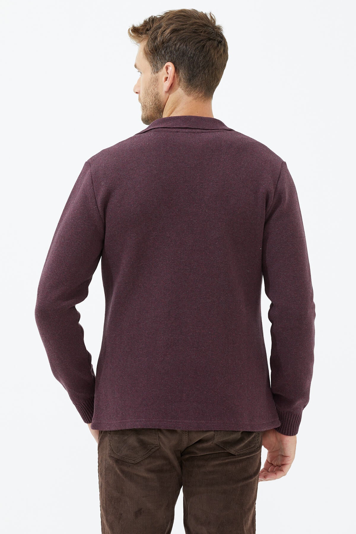 Polo Yaka Düğmeli Triko Ceket - Gül (5) Sementa