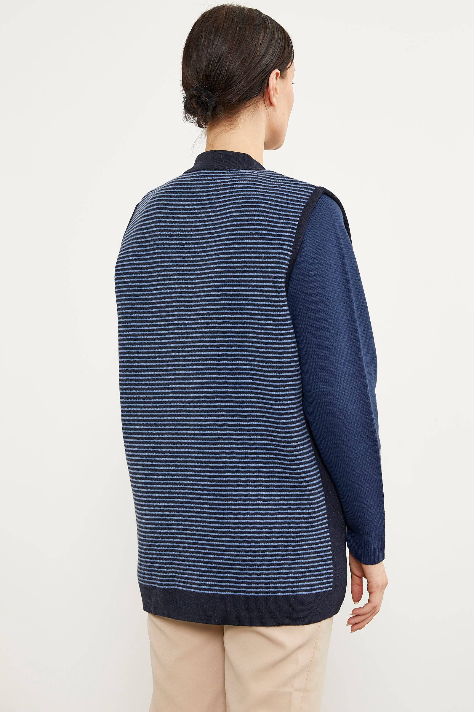 Polo Yaka Fermuarlı Triko Yelek - Lacivert (5) Sementa