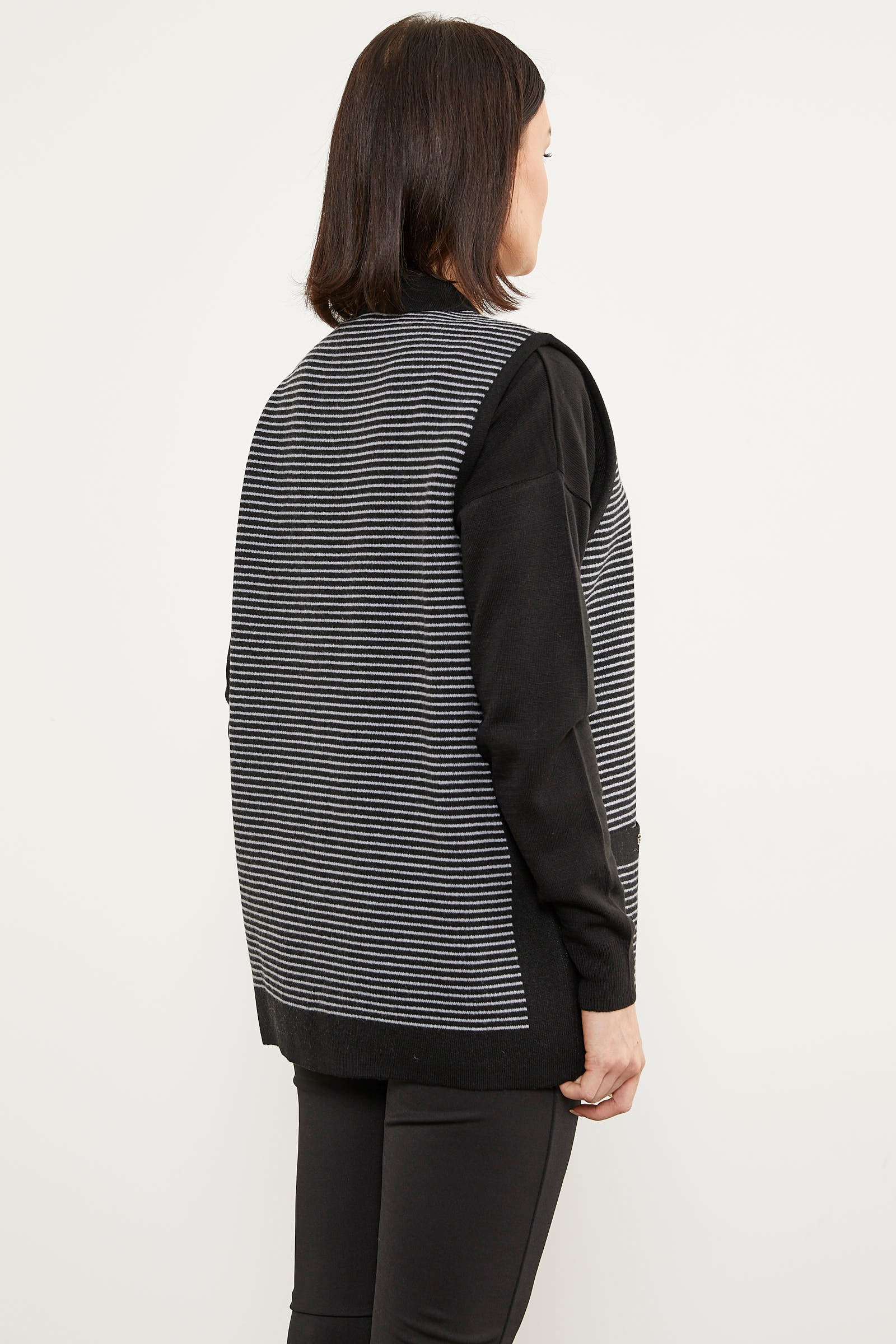 Polo Yaka Fermuarlı Triko Yelek - Siyah (6) Sementa