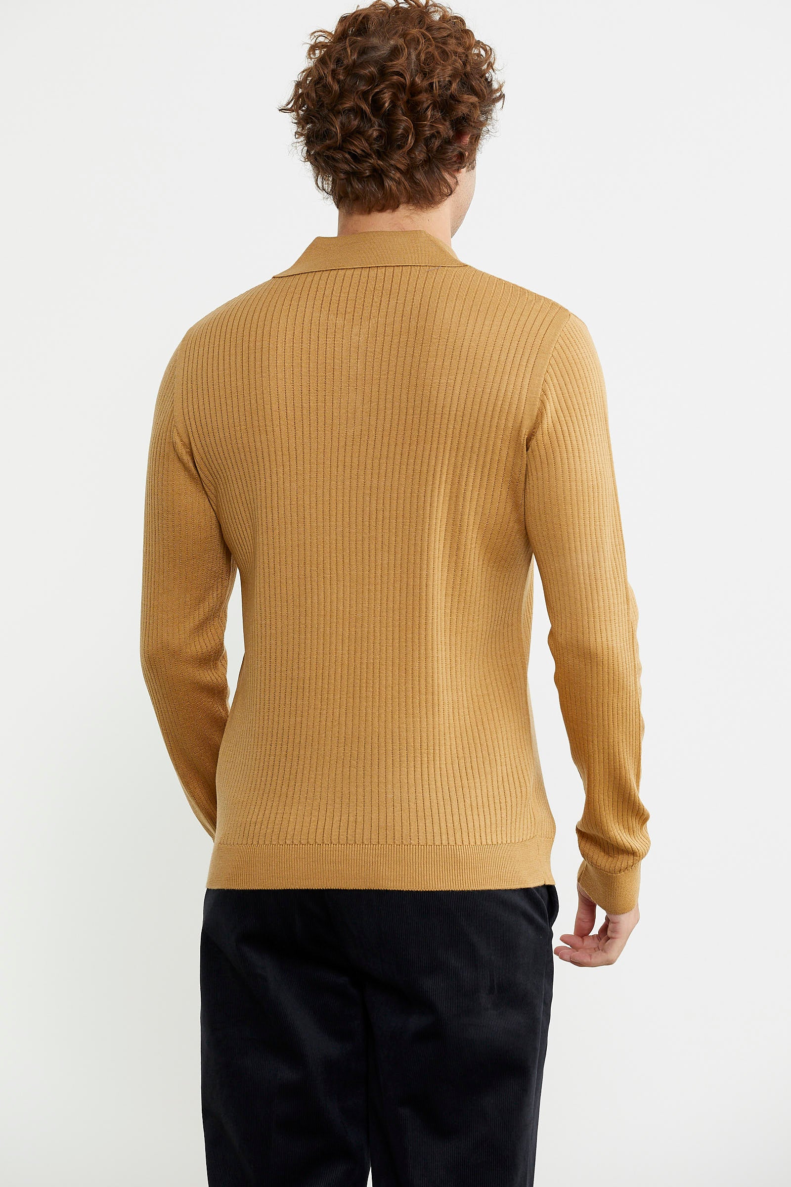 Polo Yaka Fitilli Triko Kazak - Kamel - Sementa