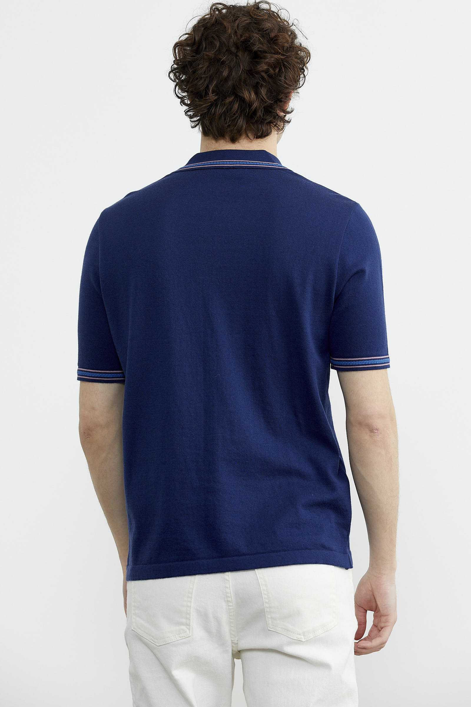 Polo Yaka Kısa Kol Pamuk Triko Tişört - Lacivert (4) Sementa