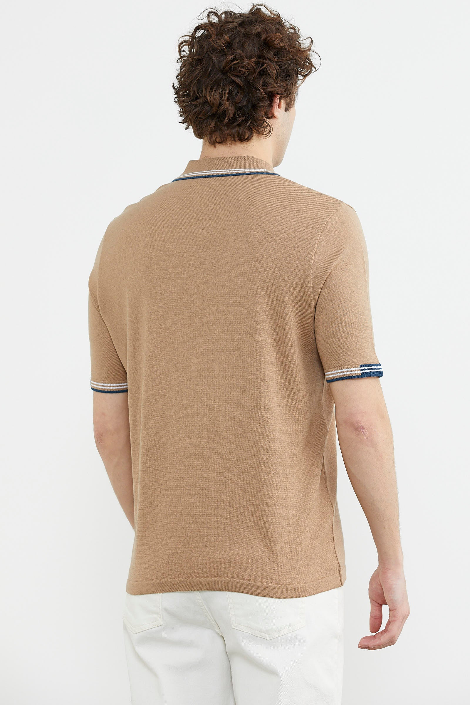 Polo Yaka Kısa Kol Triko Tişört - Kamel (6) Sementa
