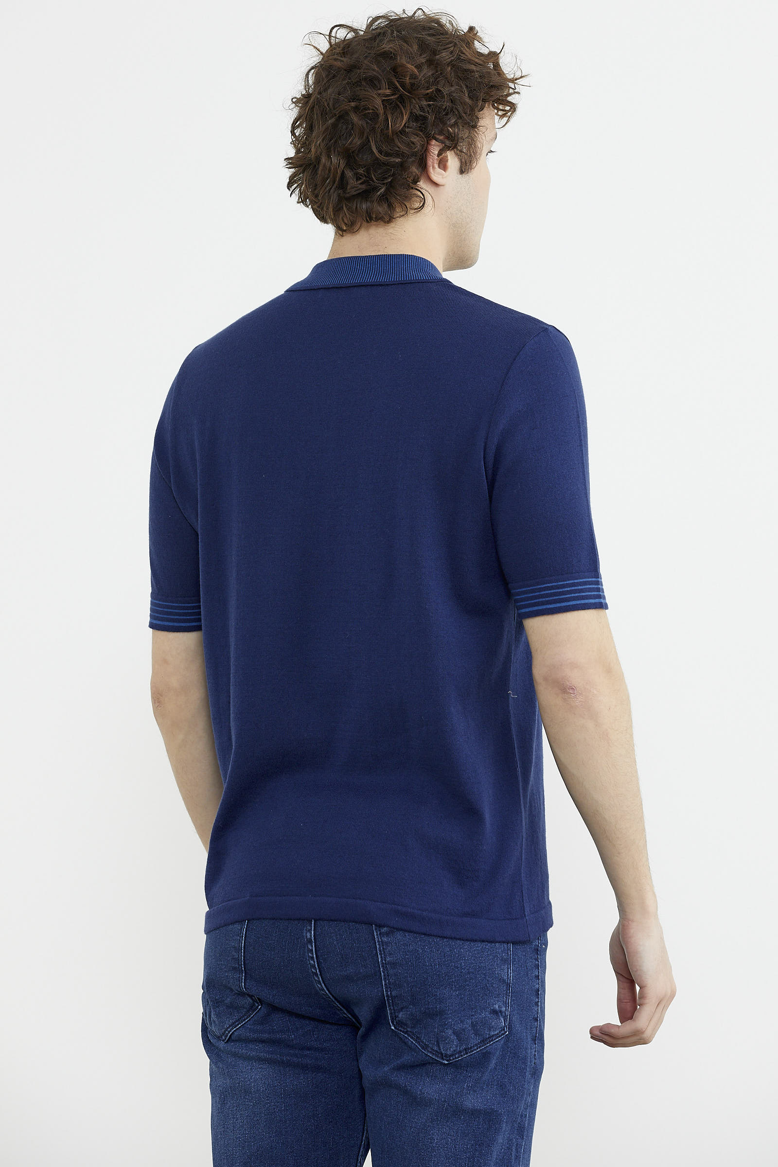 Polo Yaka Kısa Kol Triko Tişört - Lacivert (5) Sementa