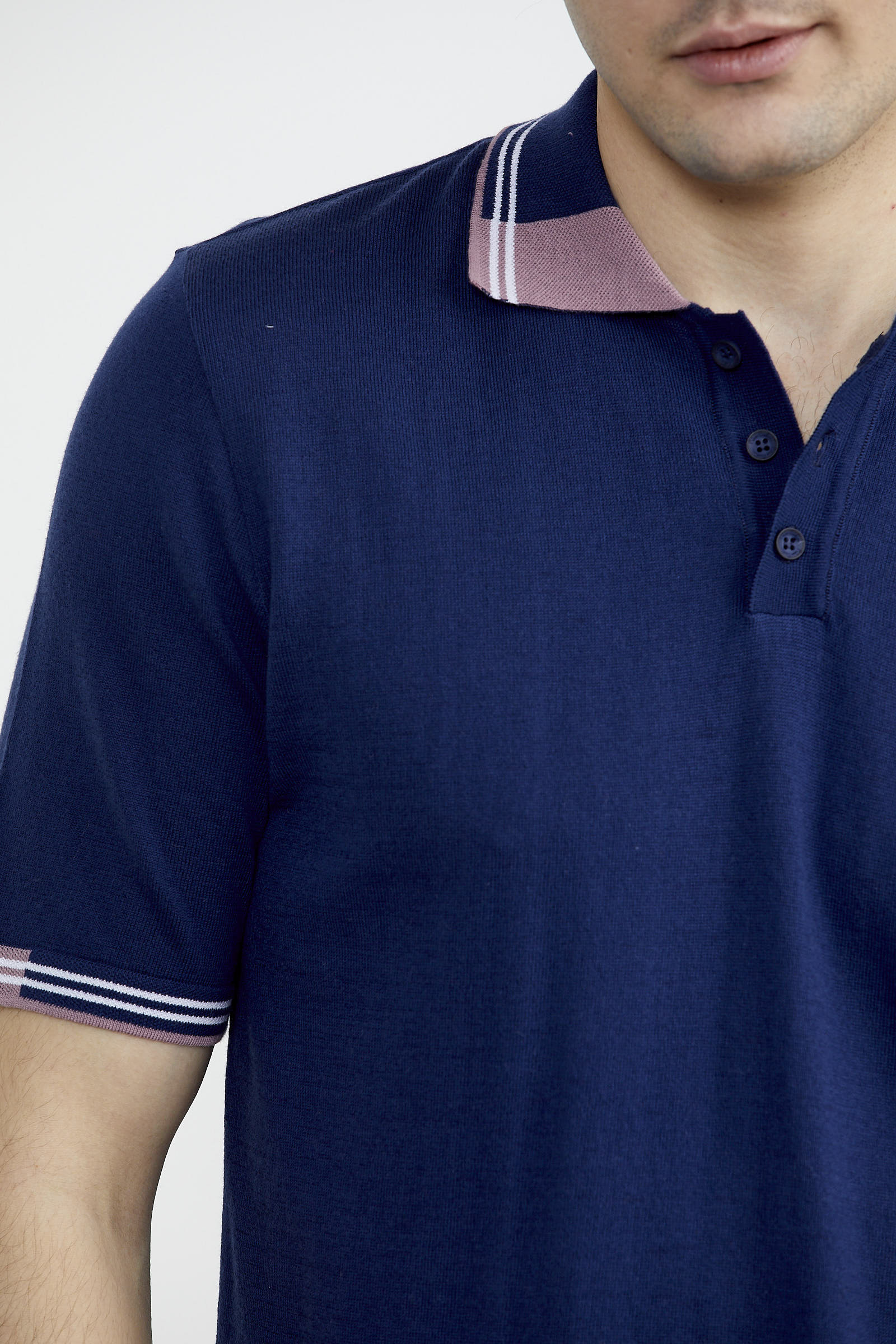 Polo Yaka Kısa Kol Triko Tişört - Lacivert (4) Sementa