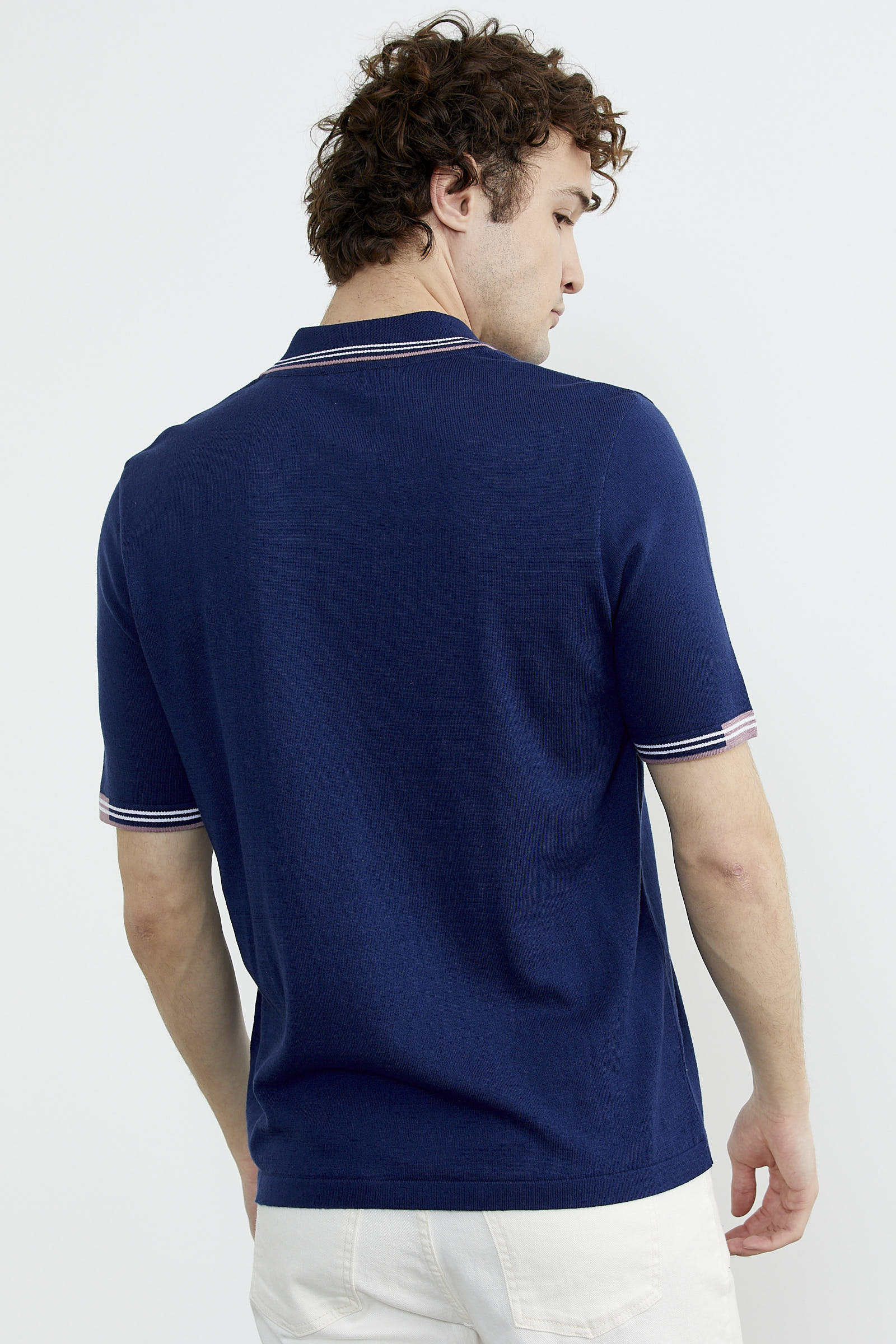 Polo Yaka Kısa Kol Triko Tişört - Lacivert (5) Sementa