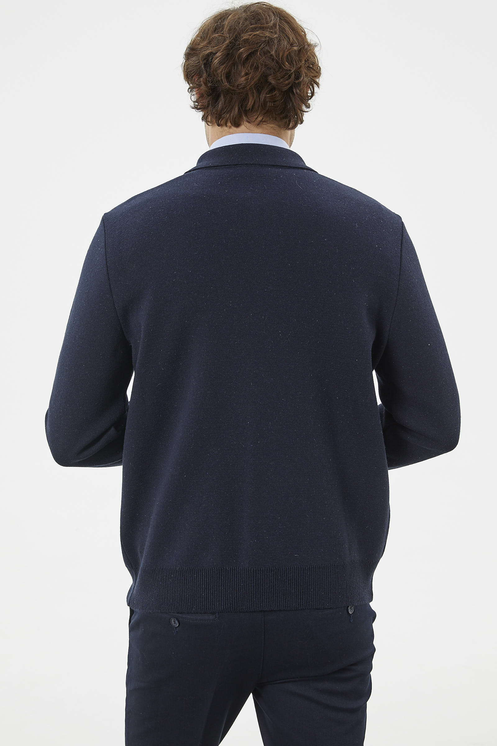 Polo Yaka Triko Hırka Mont - Lacivert (7) Sementa