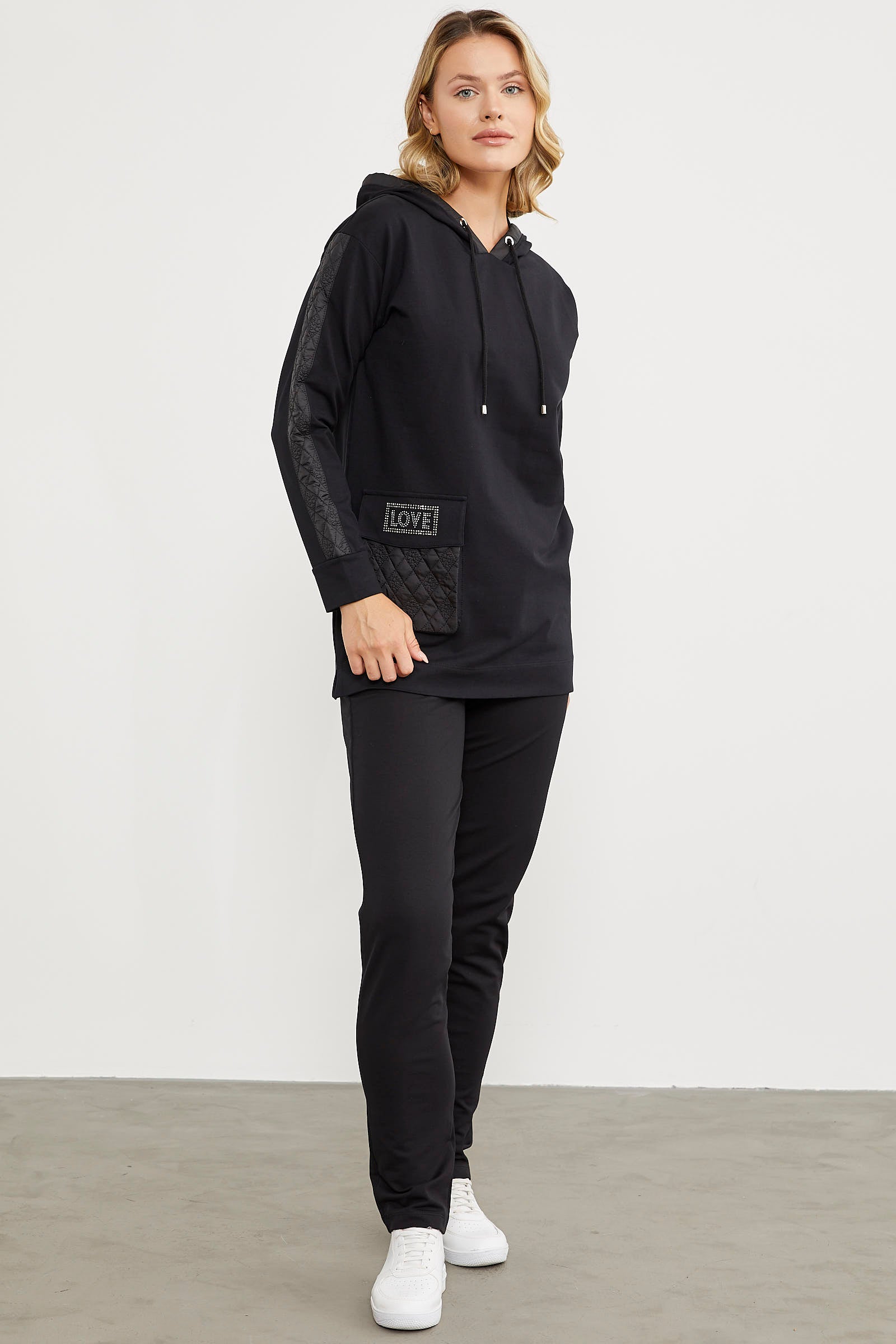 Rahat Kalıp Büyük Cepli Eşofman Takım - Siyah (3) Sementa