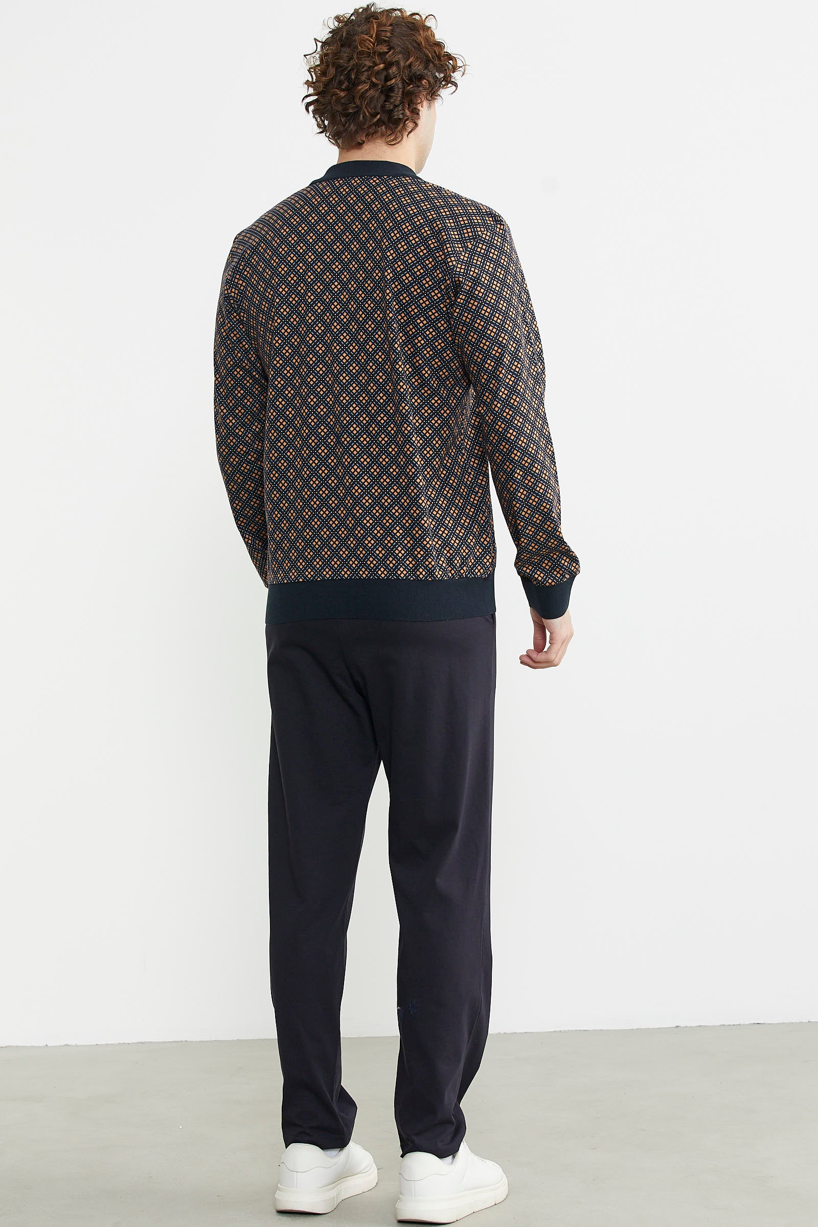 Rahat Kalıp Desenli Pijama Takım - Kahve - Sementa