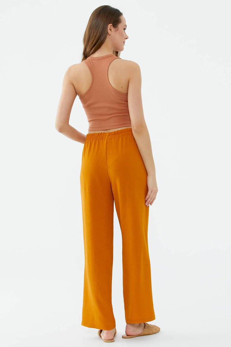 Rahat Kalıp Dökümlü Krep Pantolon - Tarçın (4) Sementa