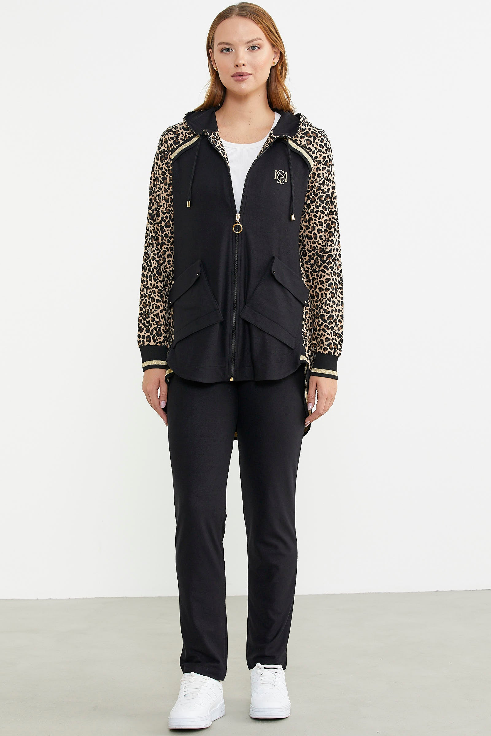 Rahat Kalıp Leopar Kombinli Takım - Kahve - Sementa