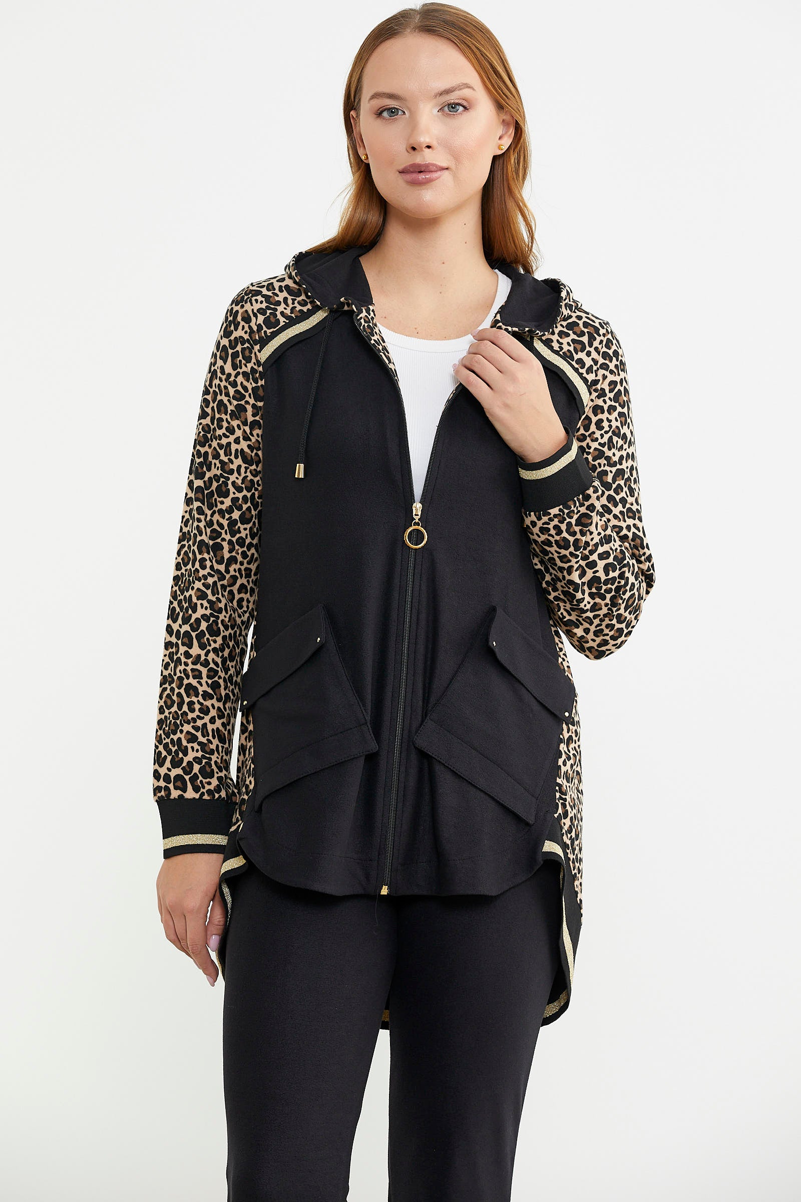 Rahat Kalıp Leopar Kombinli Takım - Kahve - Sementa