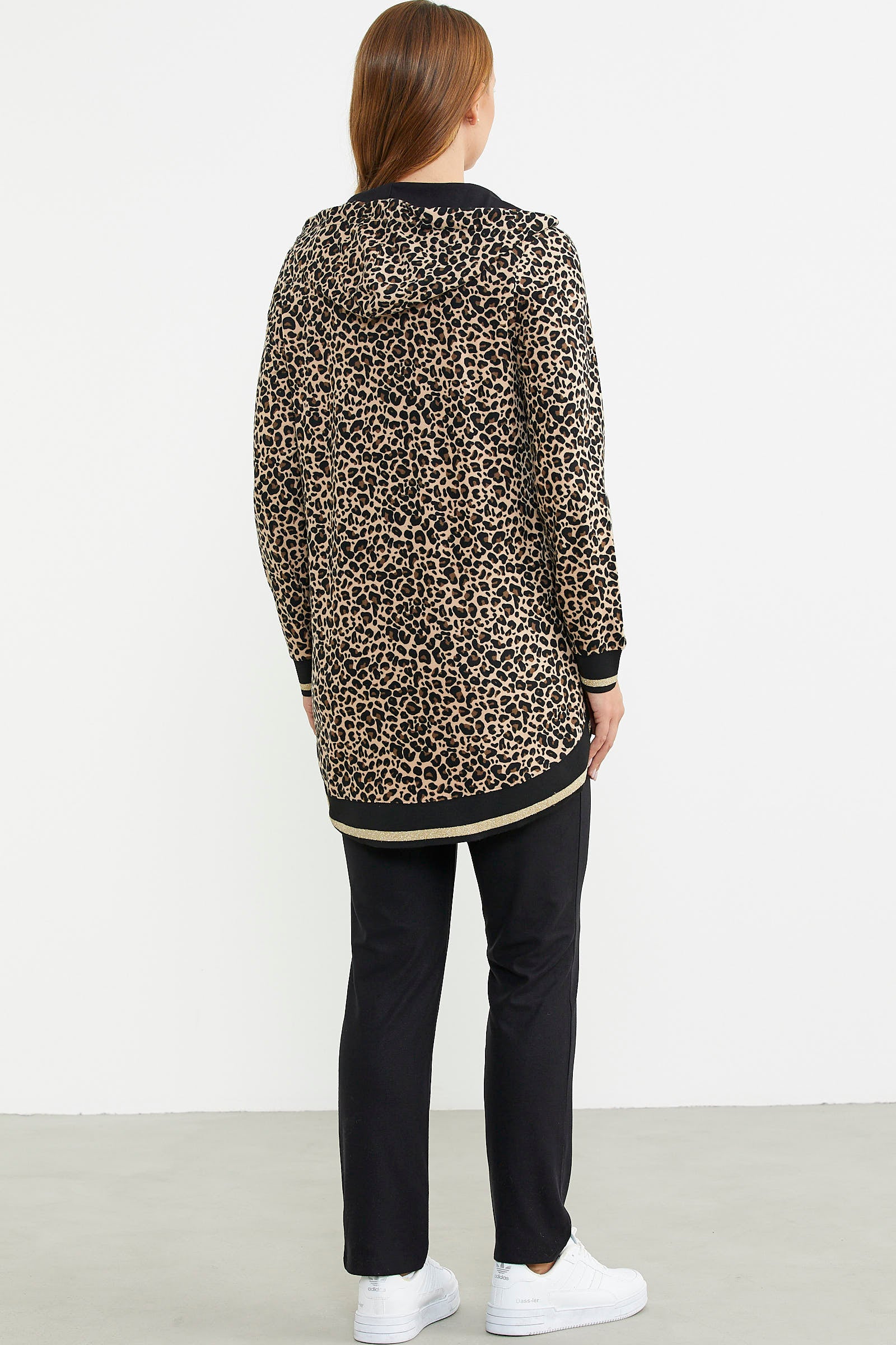 Rahat Kalıp Leopar Kombinli Takım - Kahve - Sementa