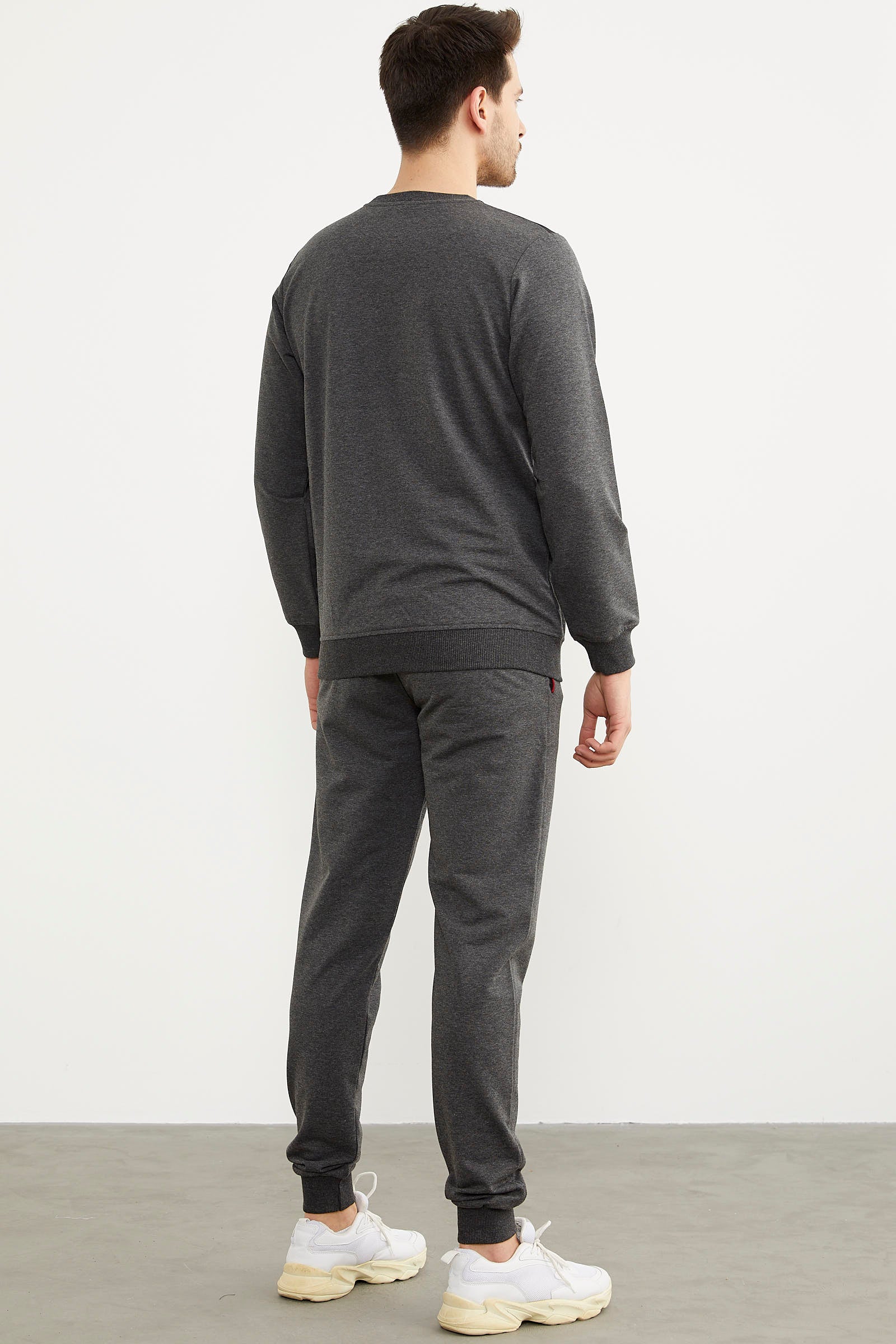 Rahat Kalıp Sıfır Yaka Eşofman Takım - Antrasit (6) Sementa