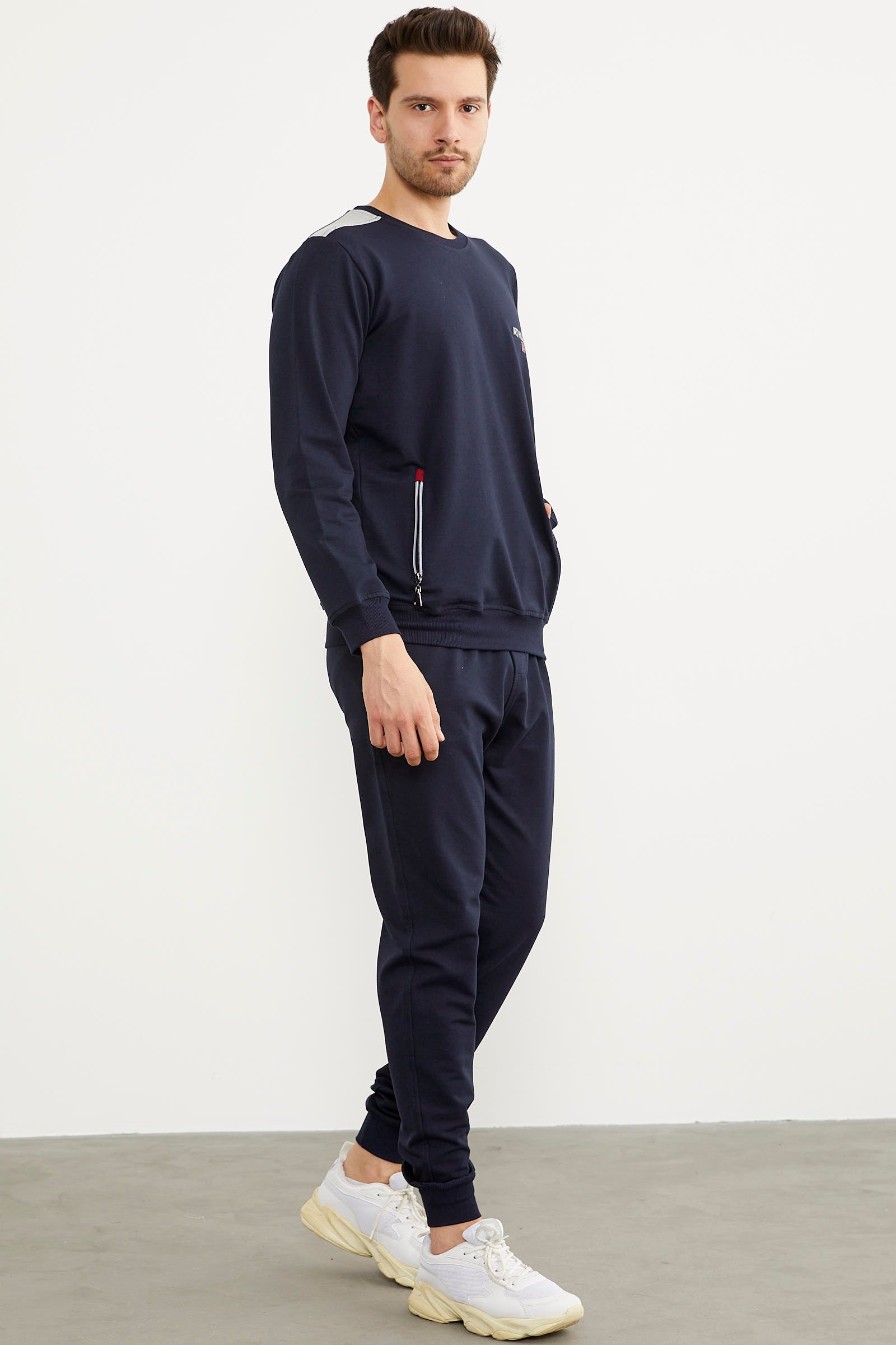 Rahat Kalıp Sıfır Yaka Eşofman Takım - Lacivert (2) Sementa