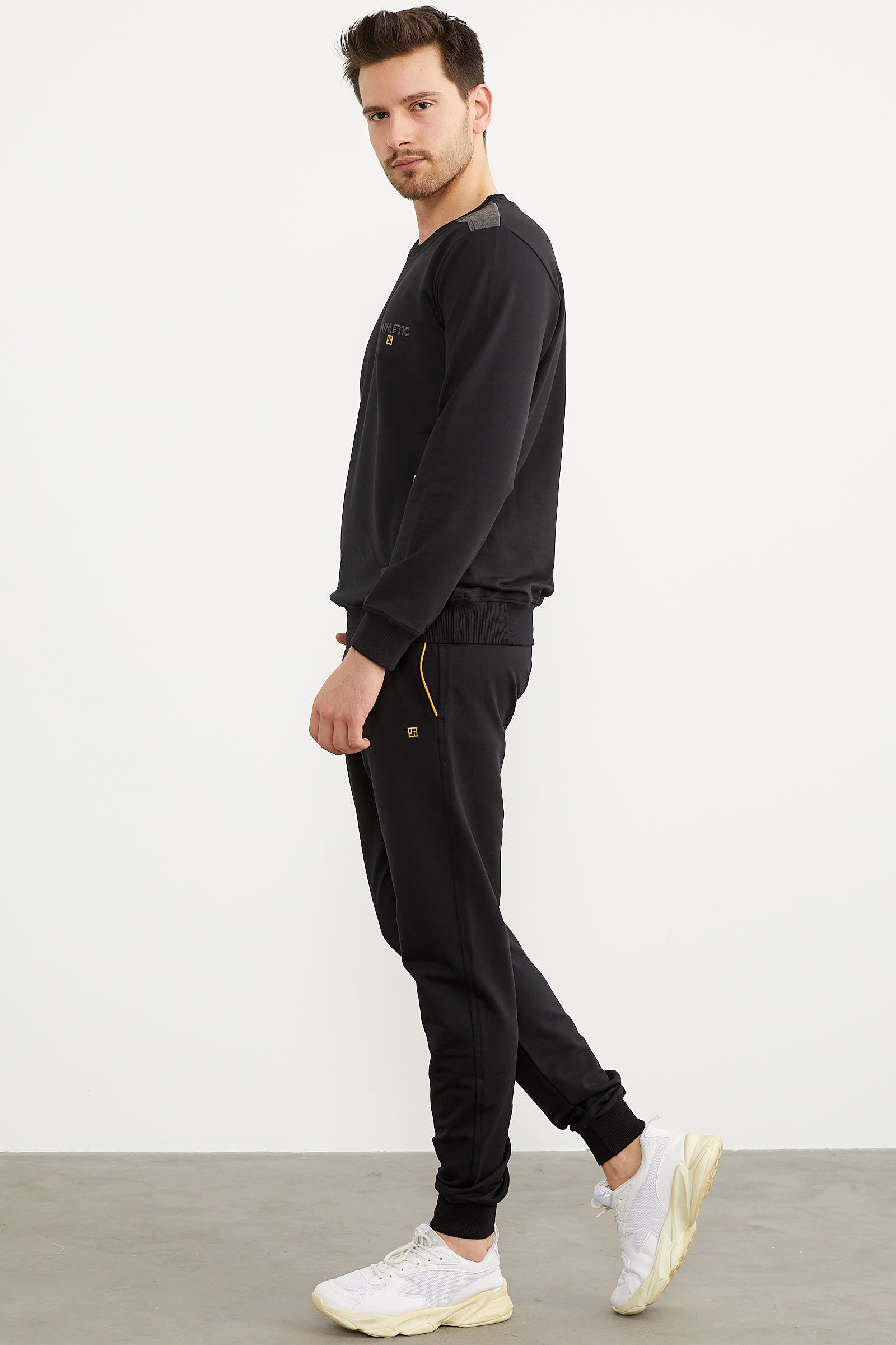 Rahat Kalıp Sıfır Yaka Eşofman Takım - Siyah (5) Sementa