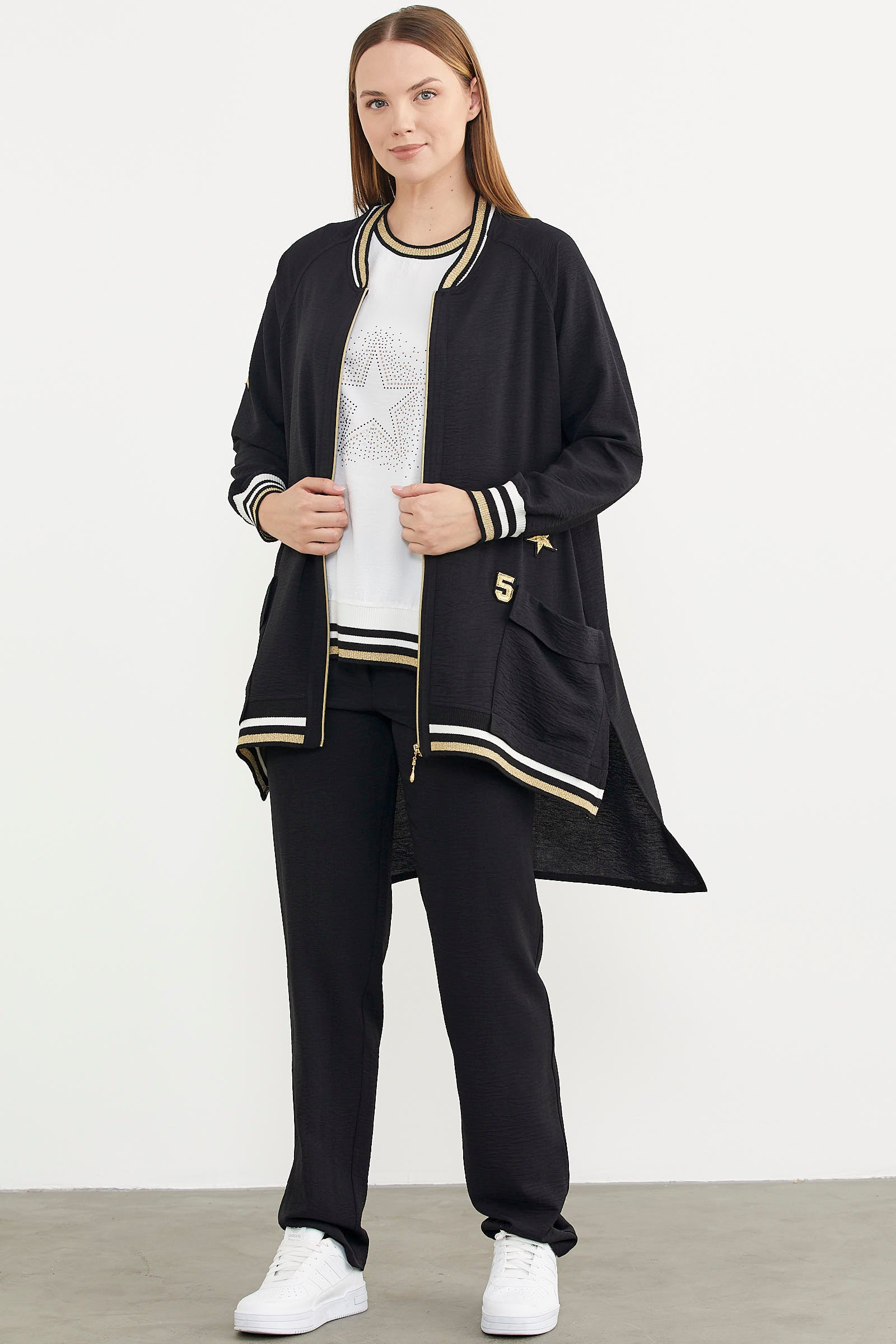 Rahat Kalıp Üçlü Krep Takım - Siyah (2) Sementa