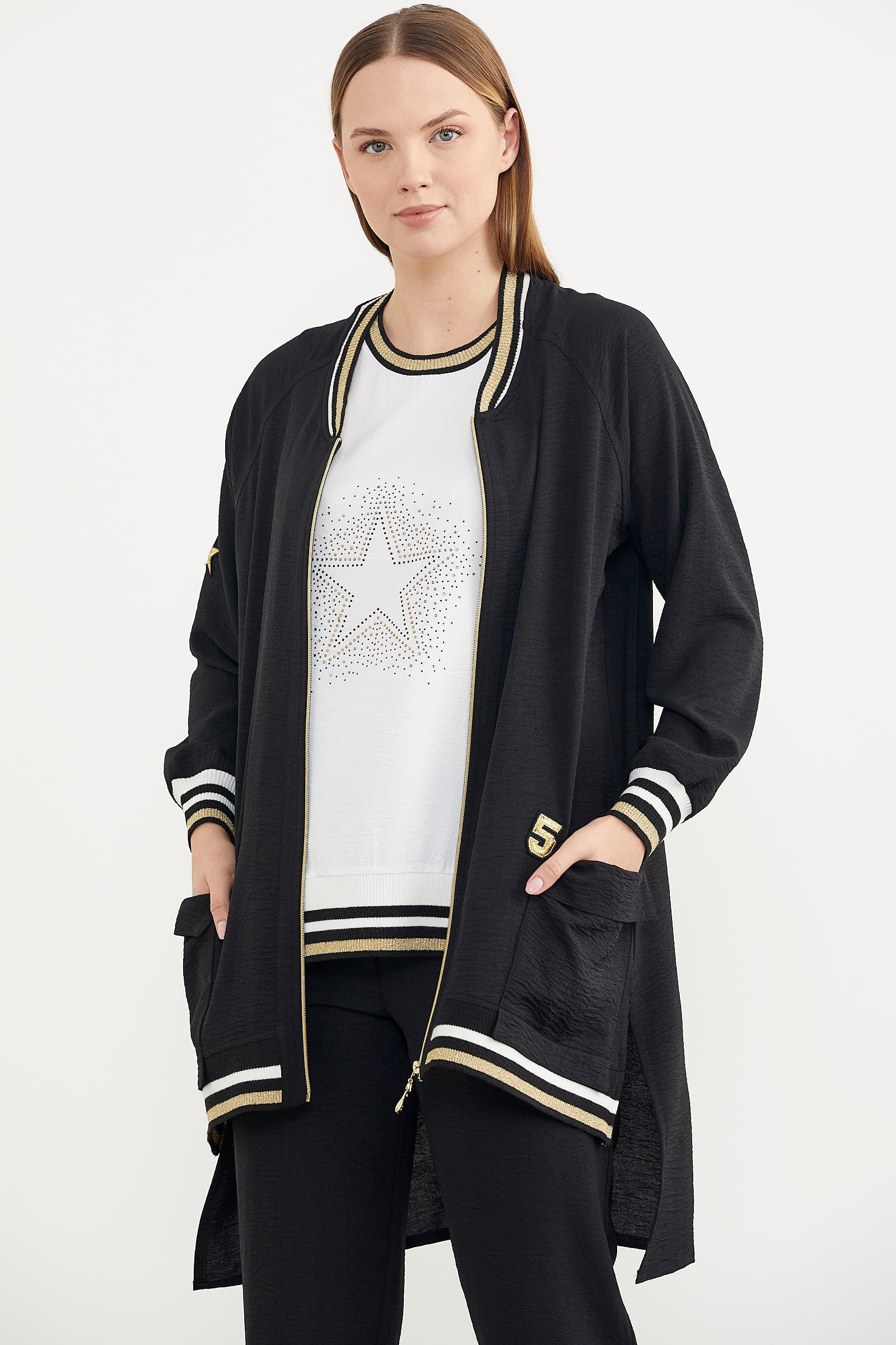 Rahat Kalıp Üçlü Krep Takım - Siyah (4) Sementa