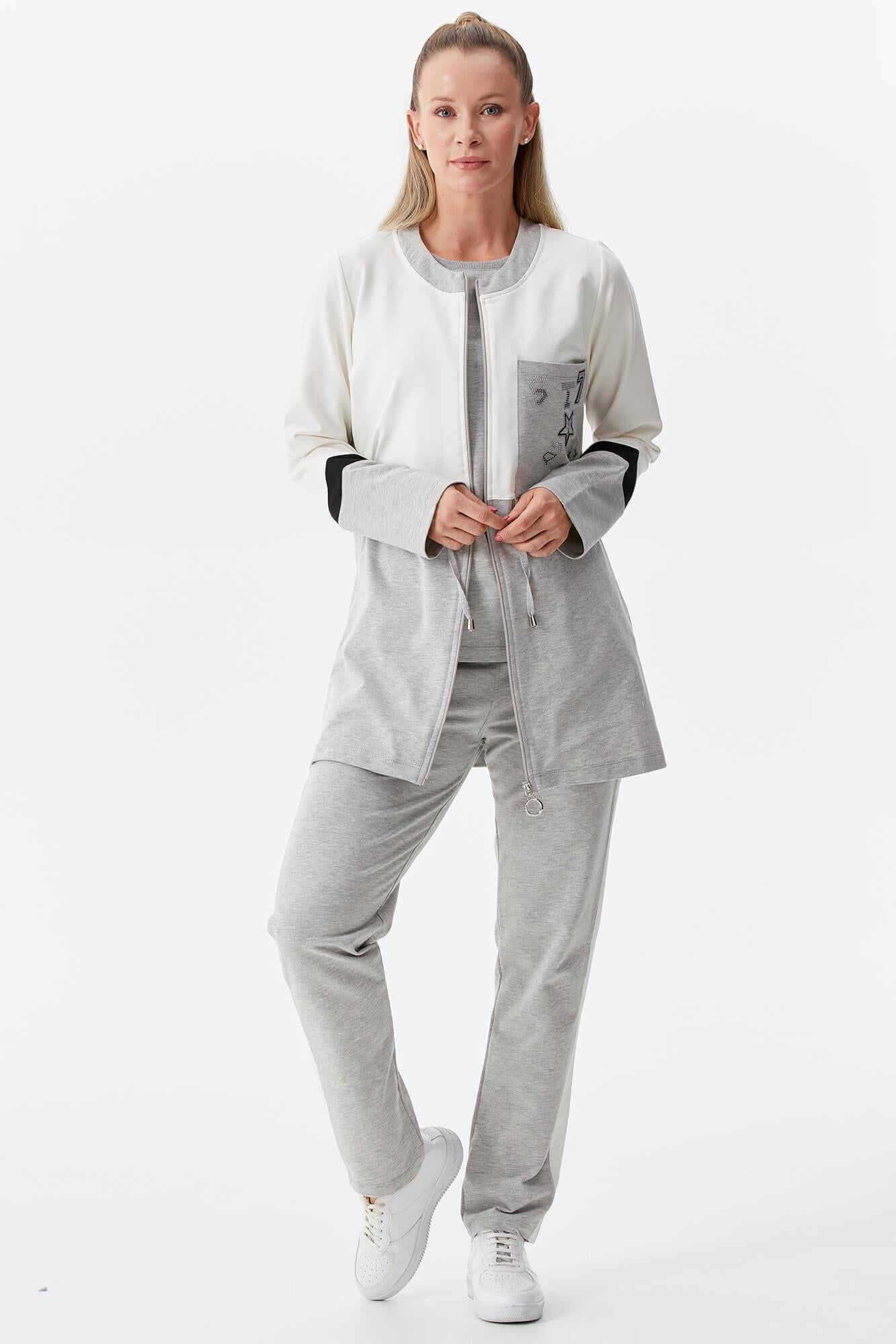 Rahat Kalıp Üçlü Tunik Eşofman Takım - Gri (6) Sementa