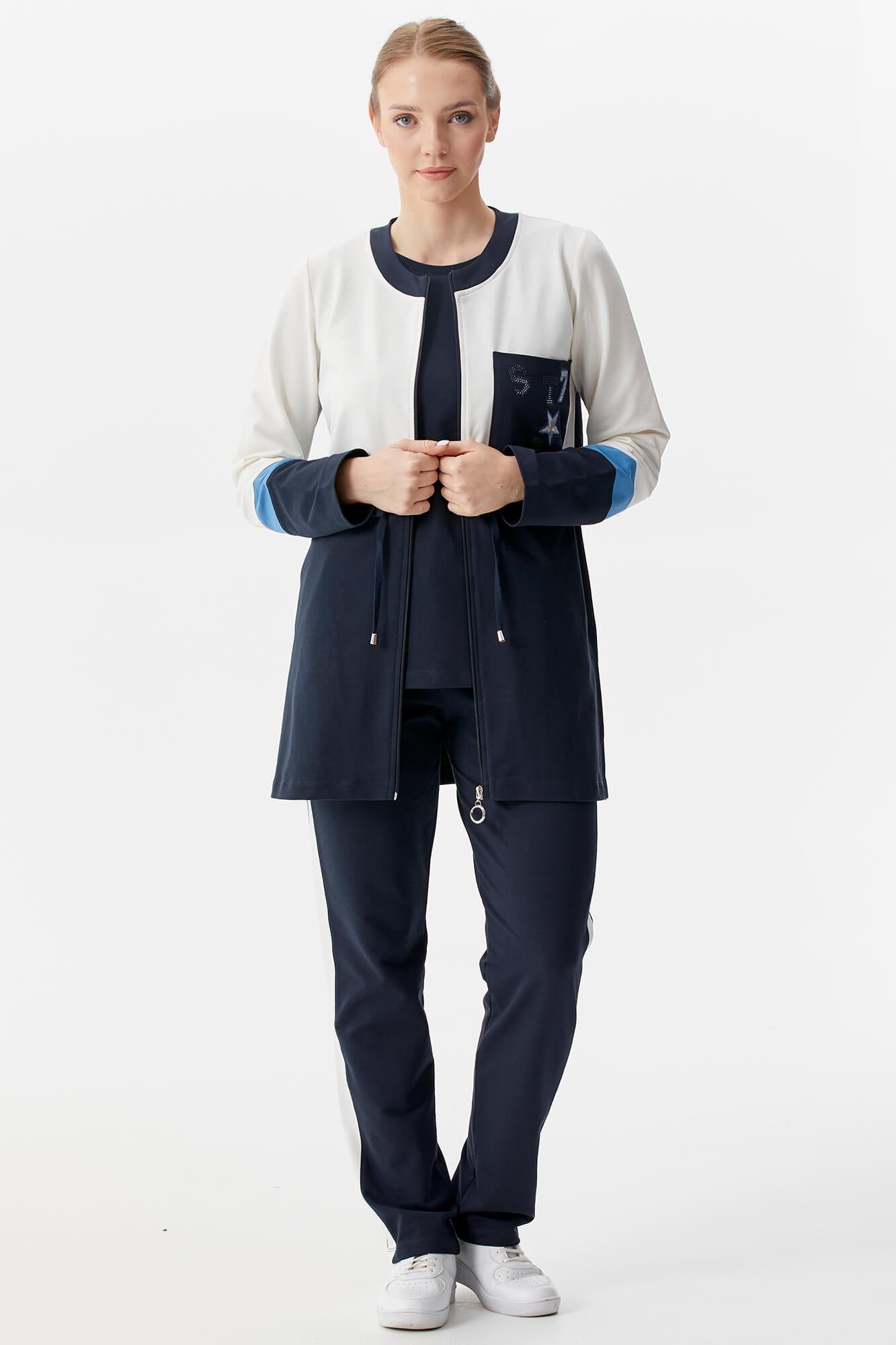 Rahat Kalıp Üçlü Tunik Eşofman Takım - Lacivert (1) Sementa