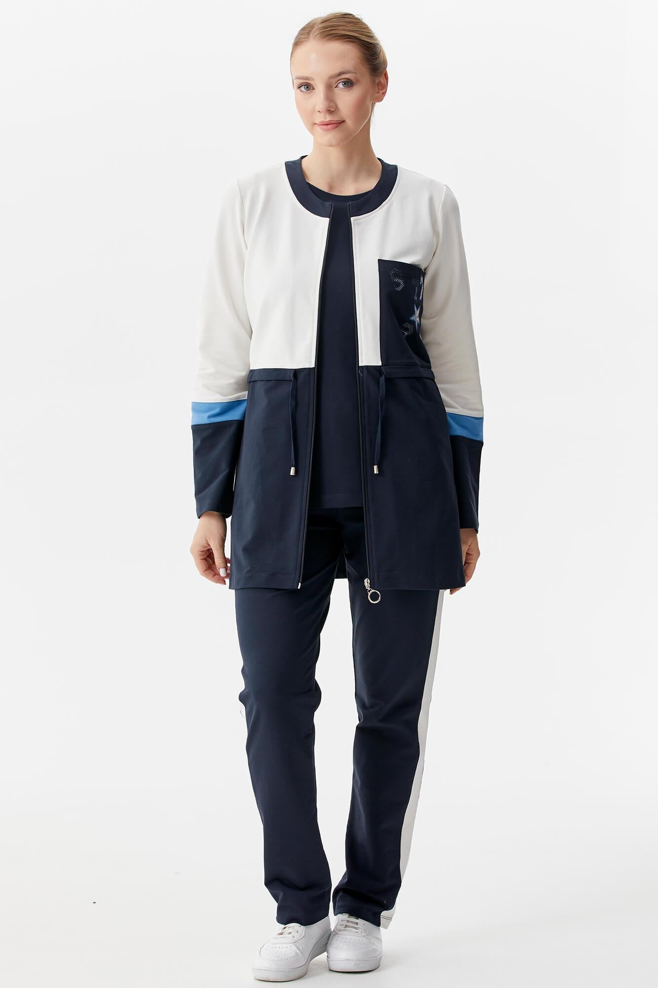 Rahat Kalıp Üçlü Tunik Eşofman Takım - Lacivert (2) Sementa