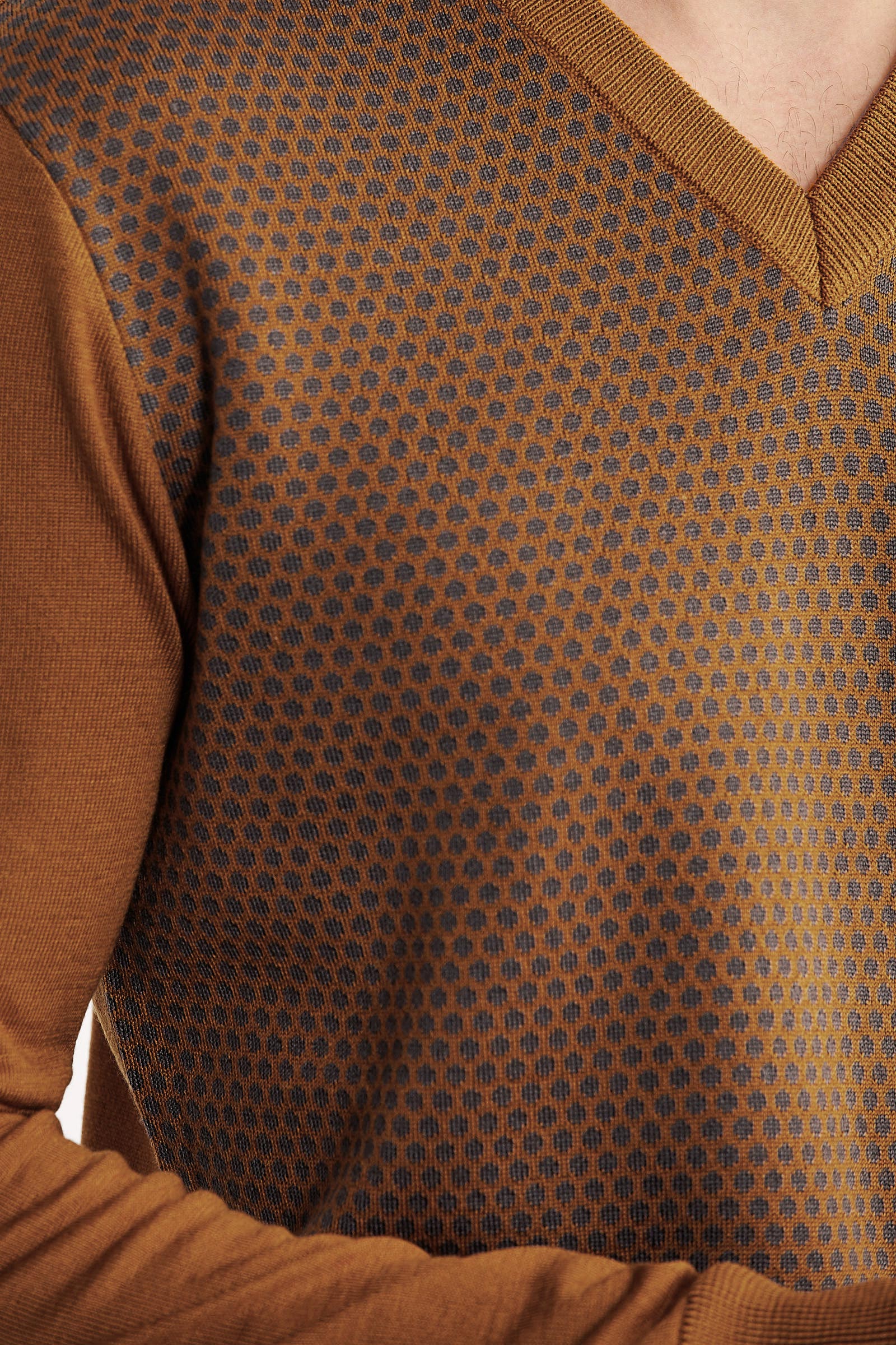 Regular Fit Jakarlı Yünlü Triko Kazak - Hardal - Sementa