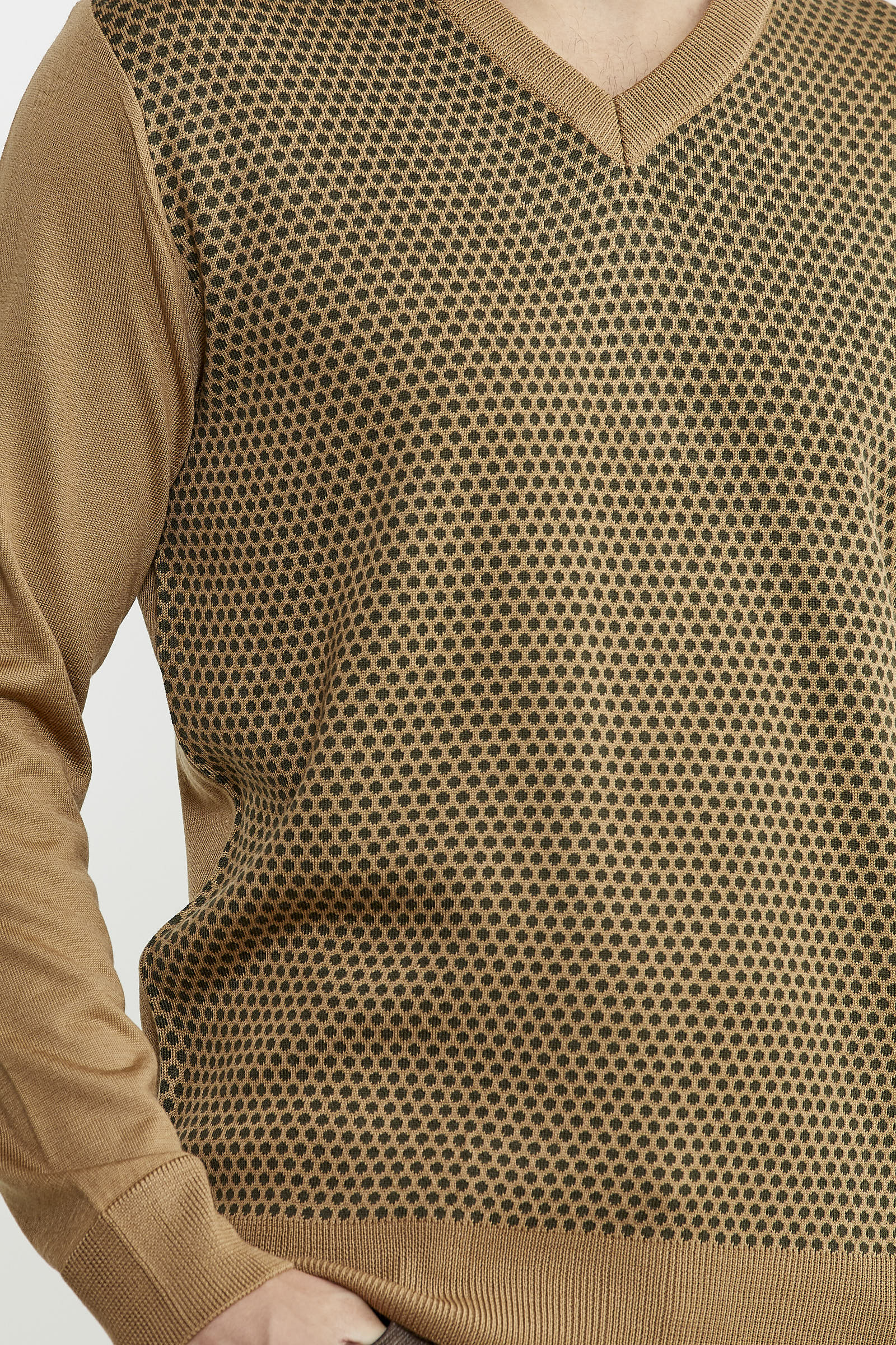 Regular Fit Jakarlı Yünlü Triko Kazak - Kamel - Sementa