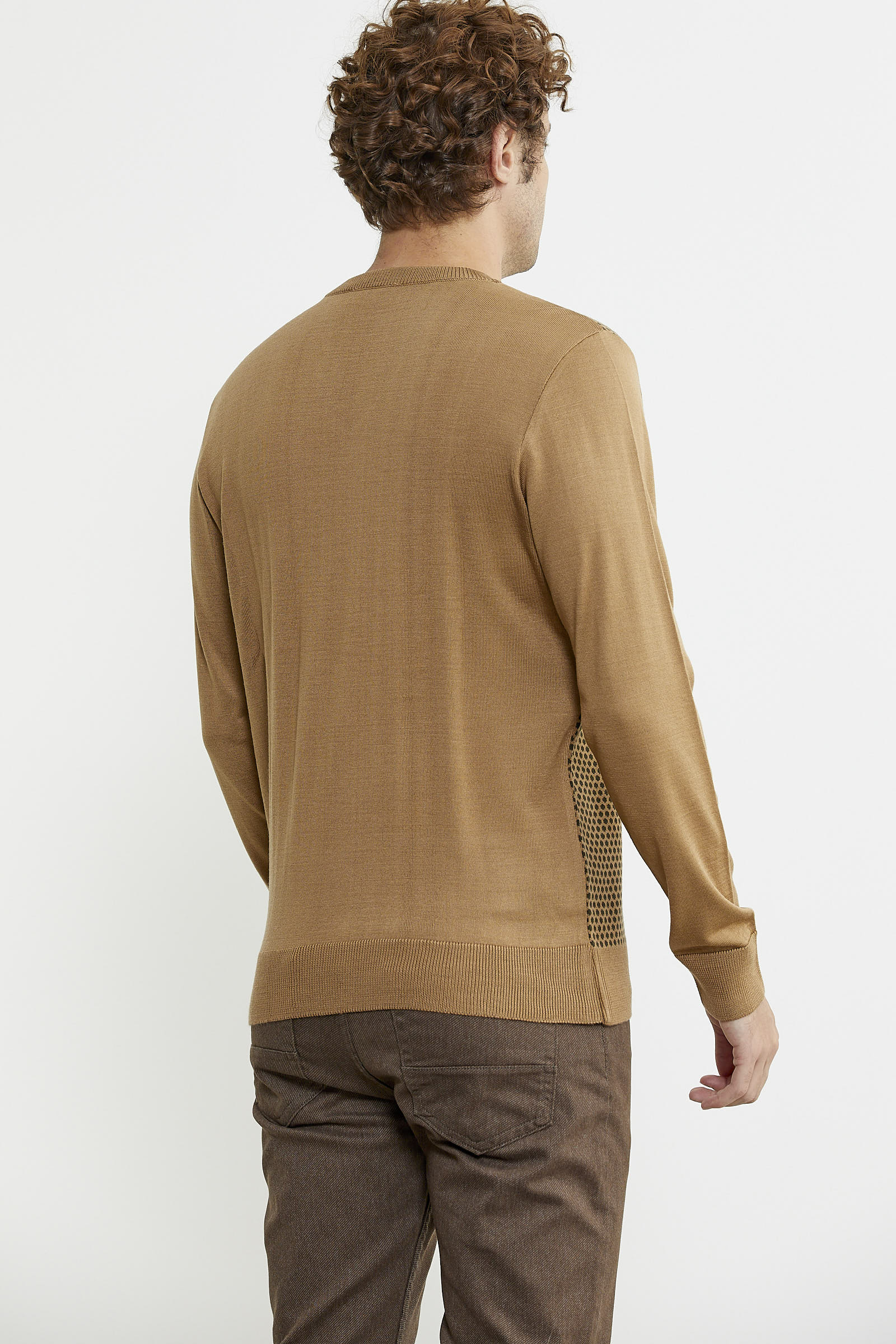Regular Fit Jakarlı Yünlü Triko Kazak - Kamel - Sementa