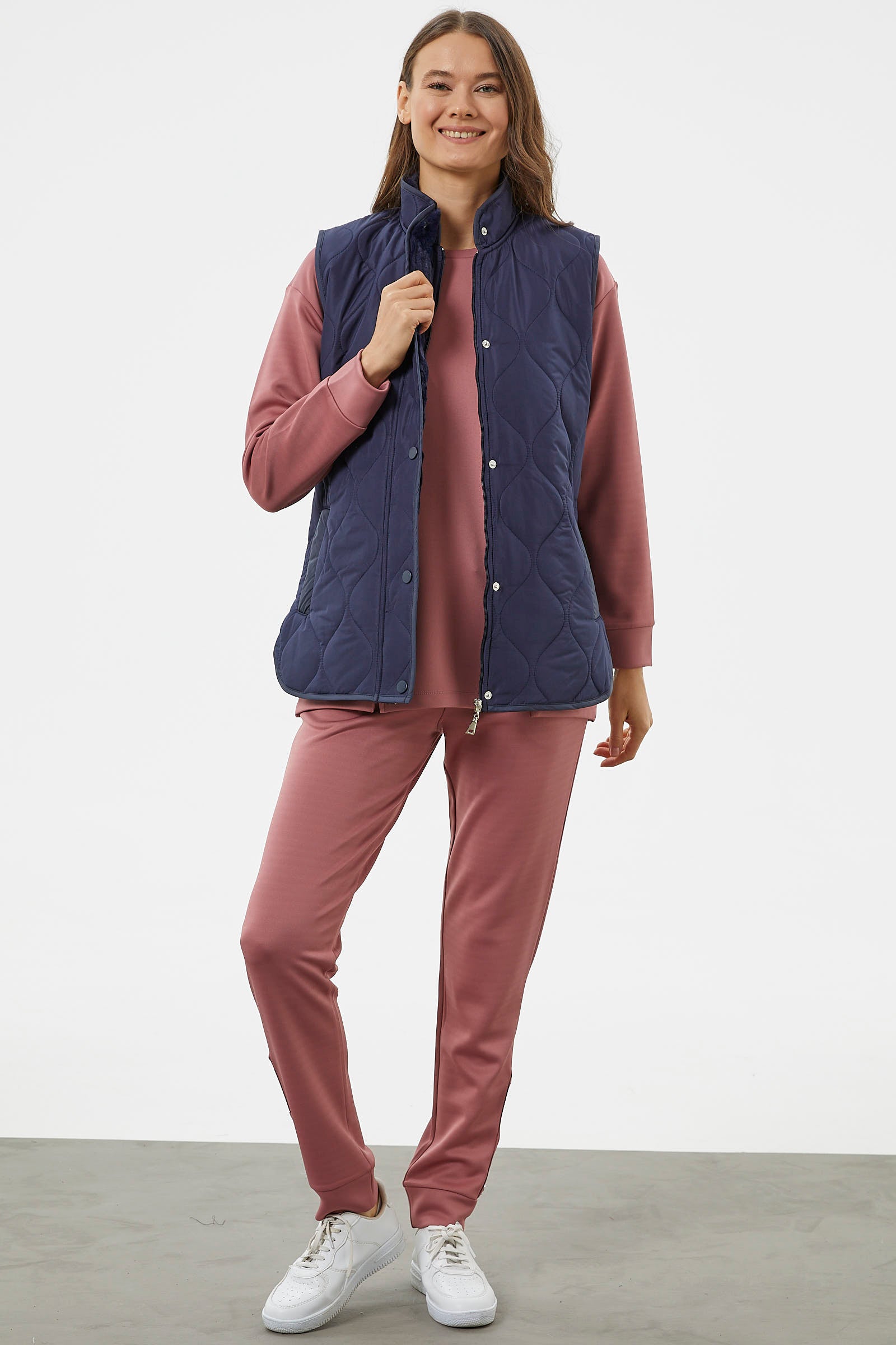 Regular Fit Kapitone Çıt Çıtlı Yelek - Lacivert (2) Sementa