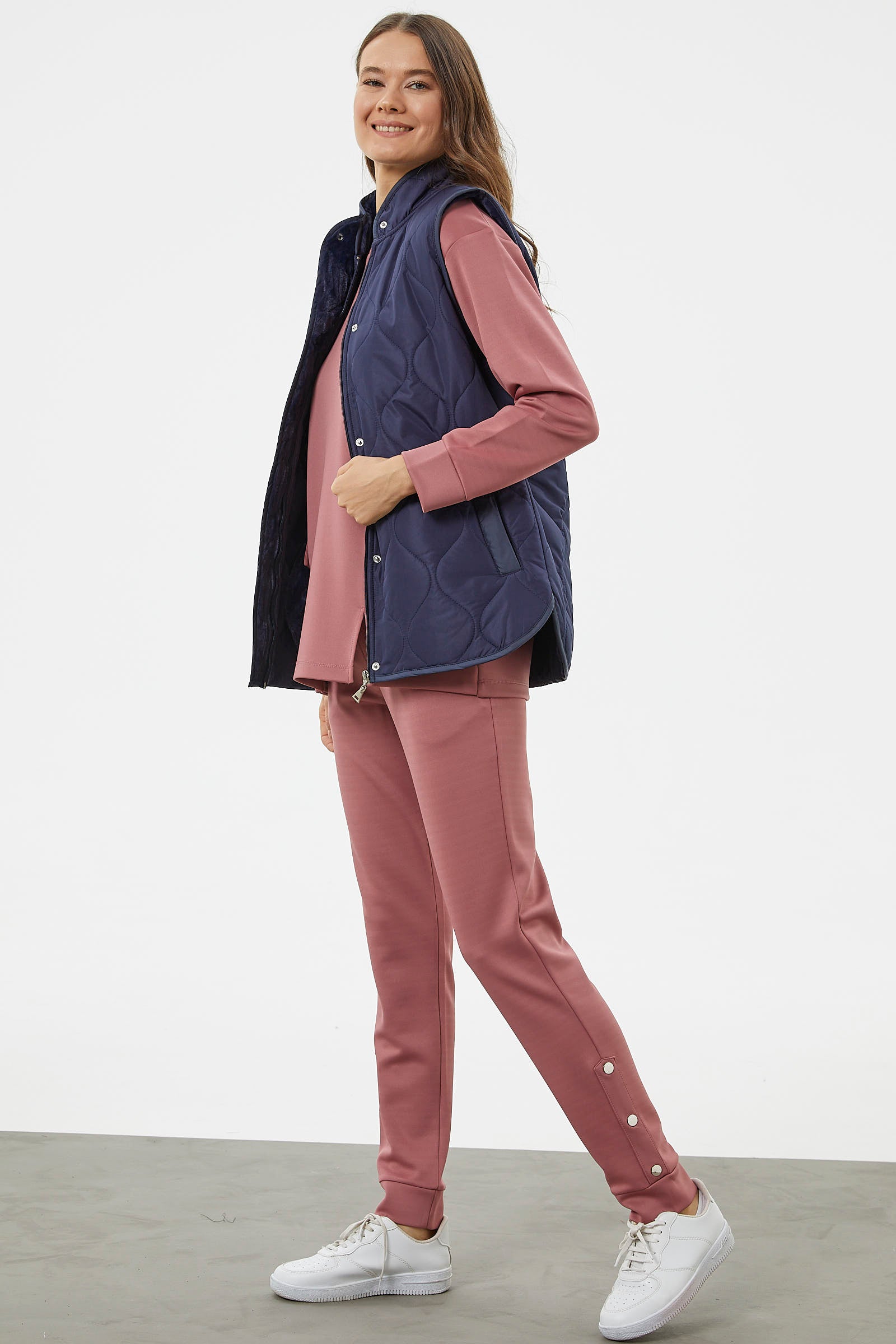 Regular Fit Kapitone Çıt Çıtlı Yelek - Lacivert (4) Sementa