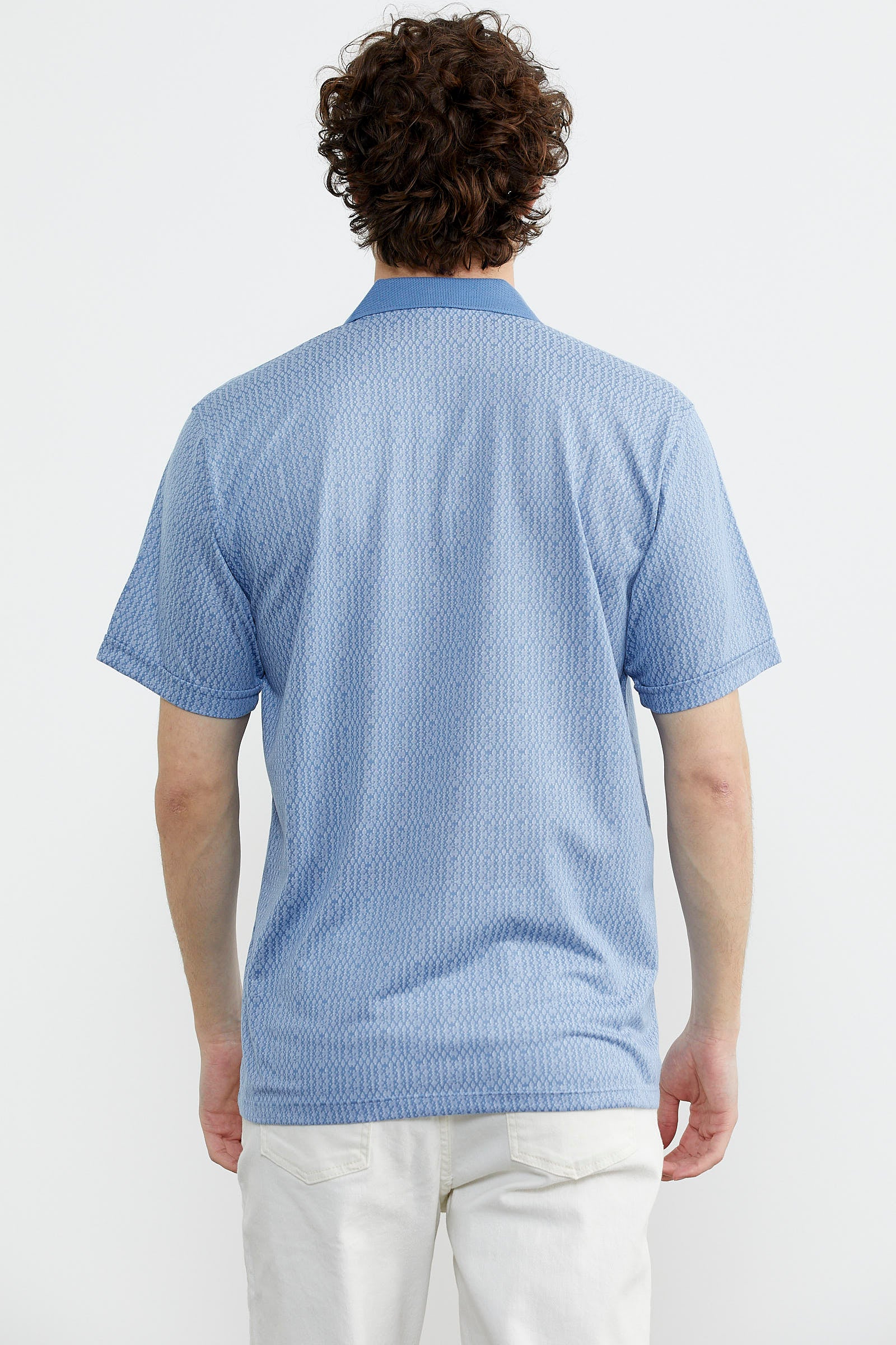 Regular Fit Polo Yaka Desenli Tişört - Mavi (5) Sementa