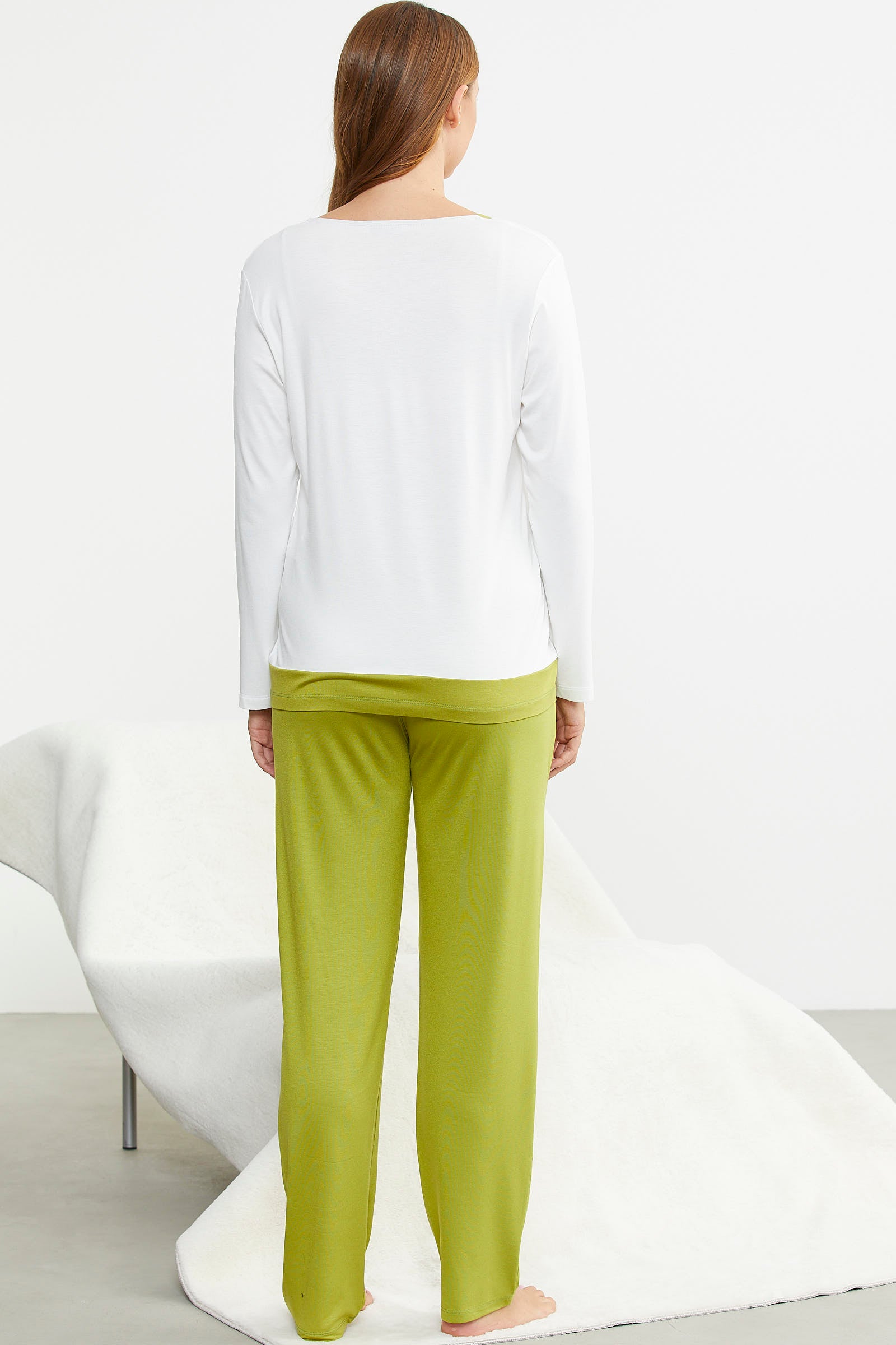 Renk Geçişli Rahat Kalıp Pijama Takım - Yeşil - Sementa