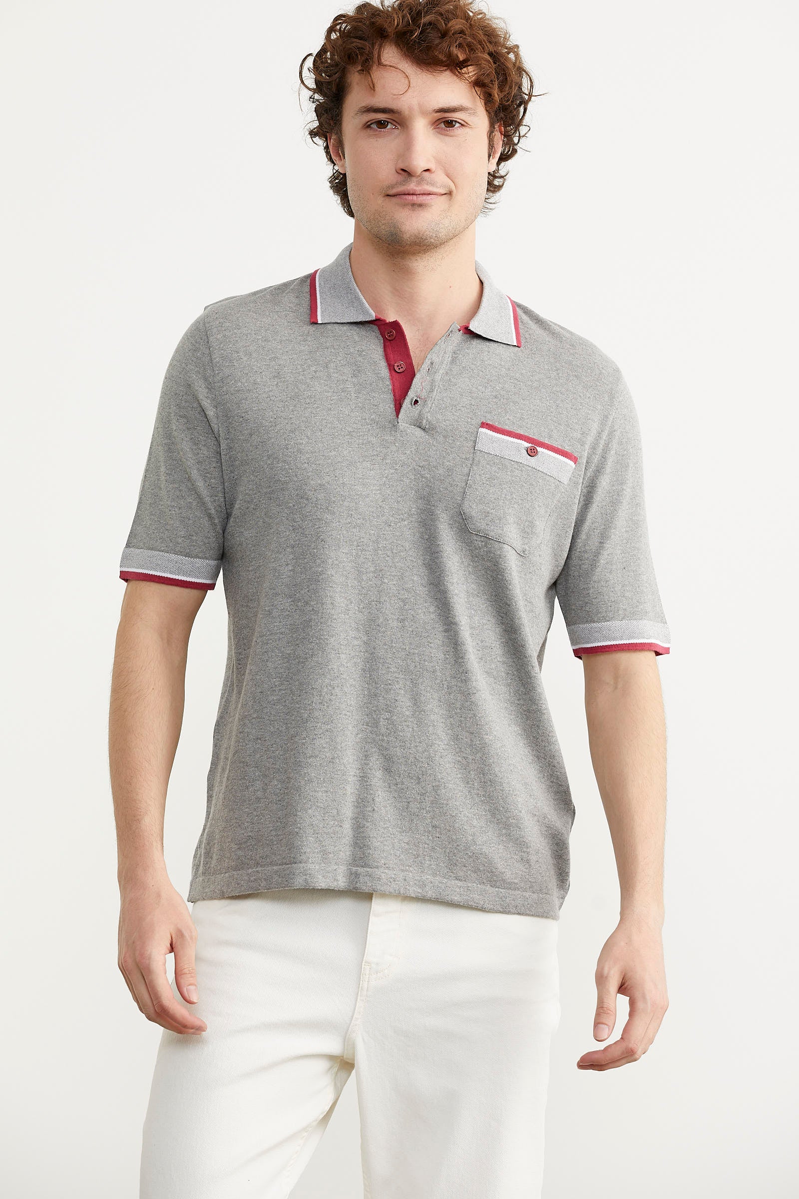 Renk Kombinli Cepli Koton Triko Tişört - Gri (1) Sementa