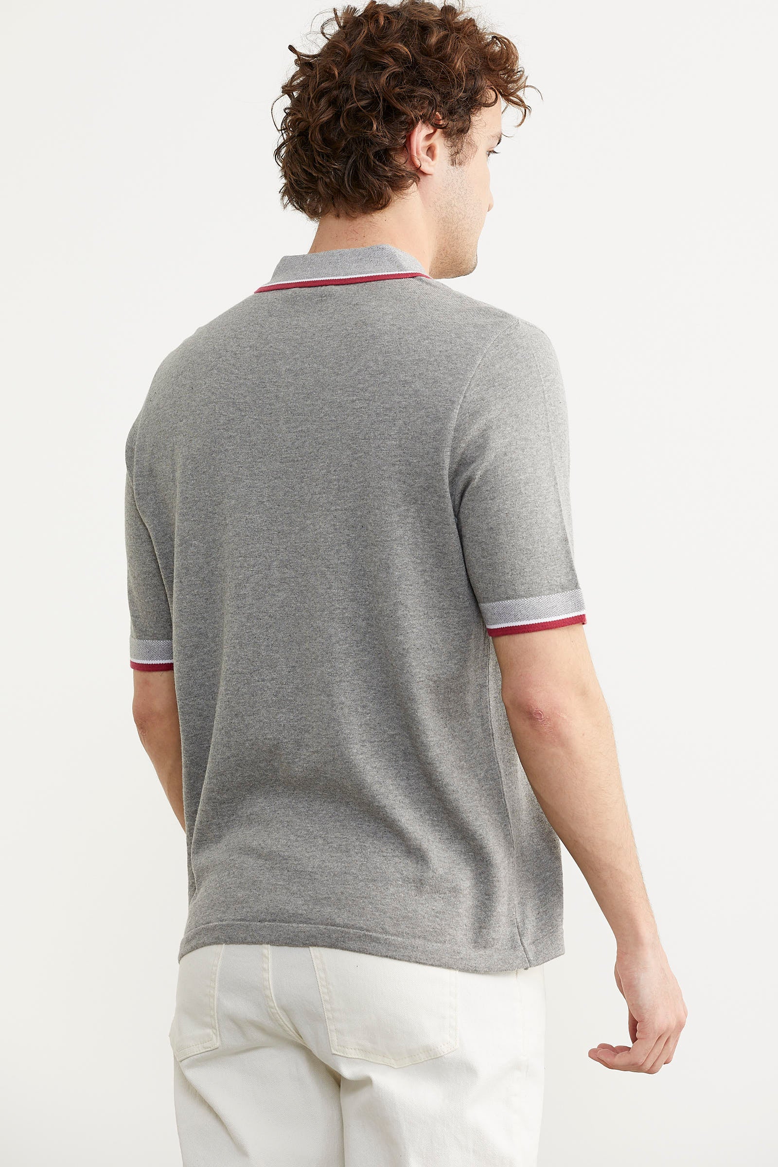 Renk Kombinli Cepli Koton Triko Tişört - Gri (5) Sementa