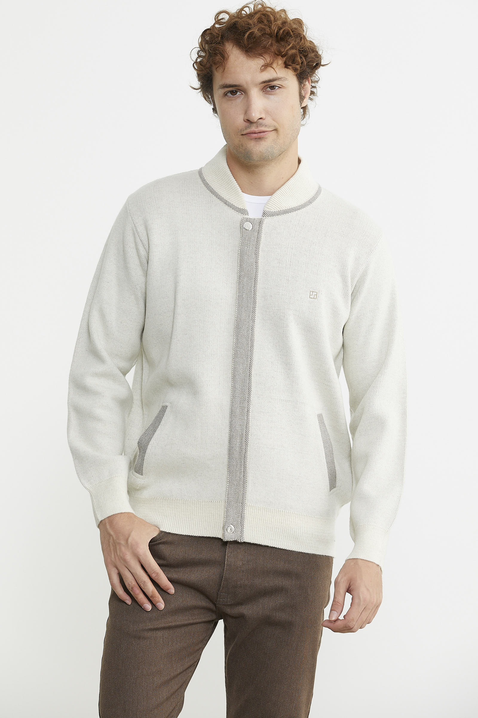 Renk Kombinli Cepli Yünlü Triko Mont - Bej - Sütlü Kahve - Sementa