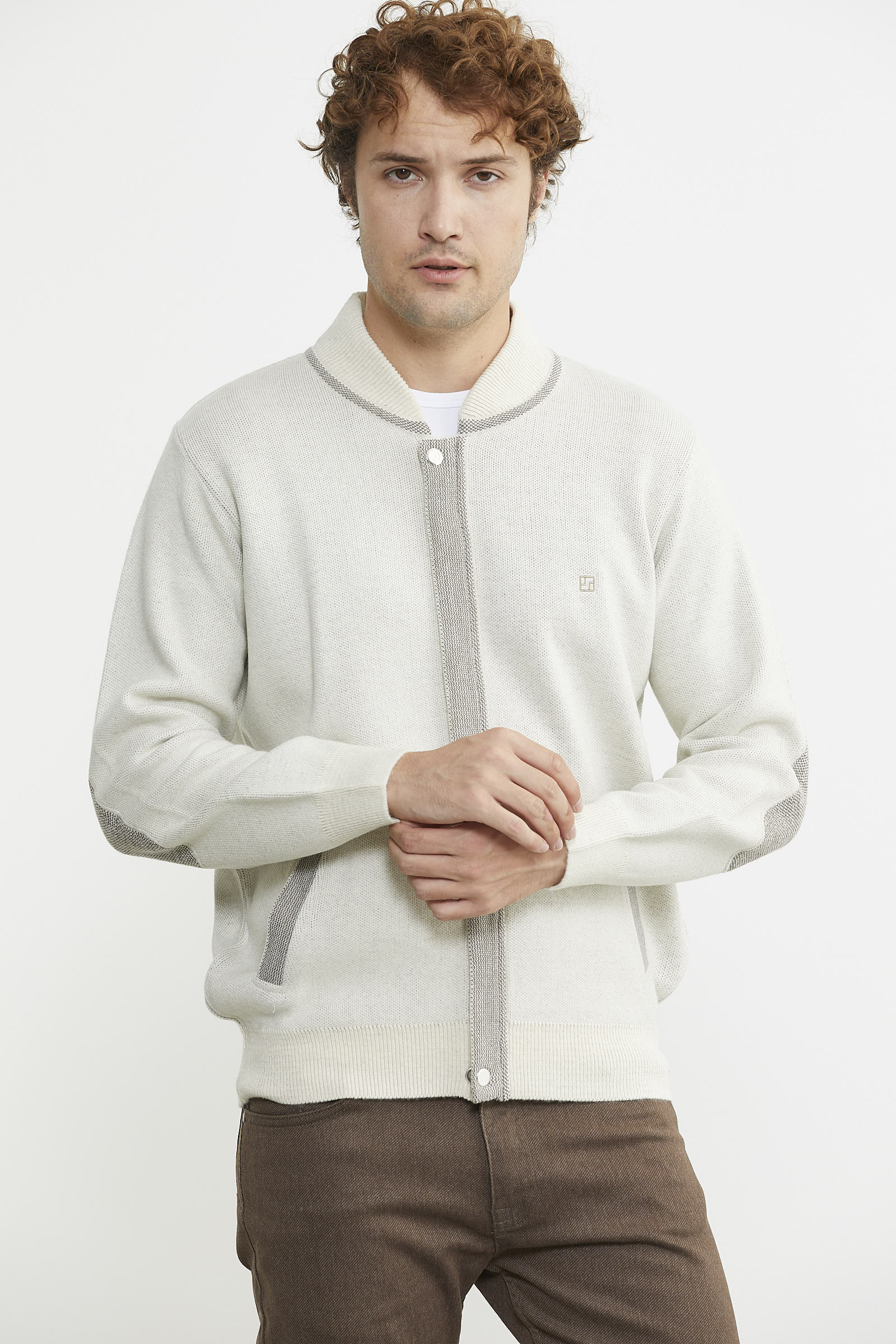 Renk Kombinli Cepli Yünlü Triko Mont - Bej - Sütlü Kahve - Sementa