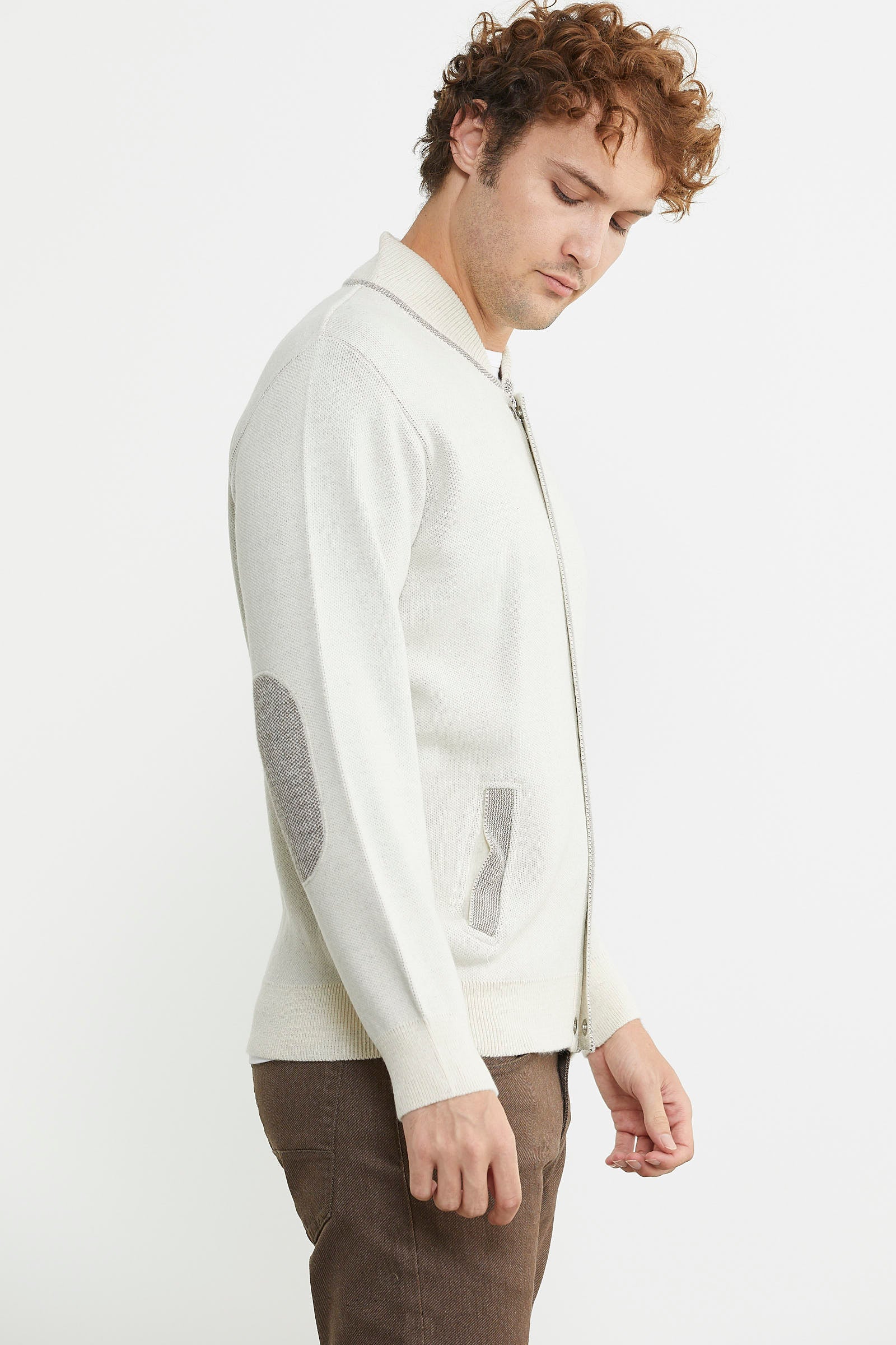 Renk Kombinli Cepli Yünlü Triko Mont - Bej - Sütlü Kahve - Sementa