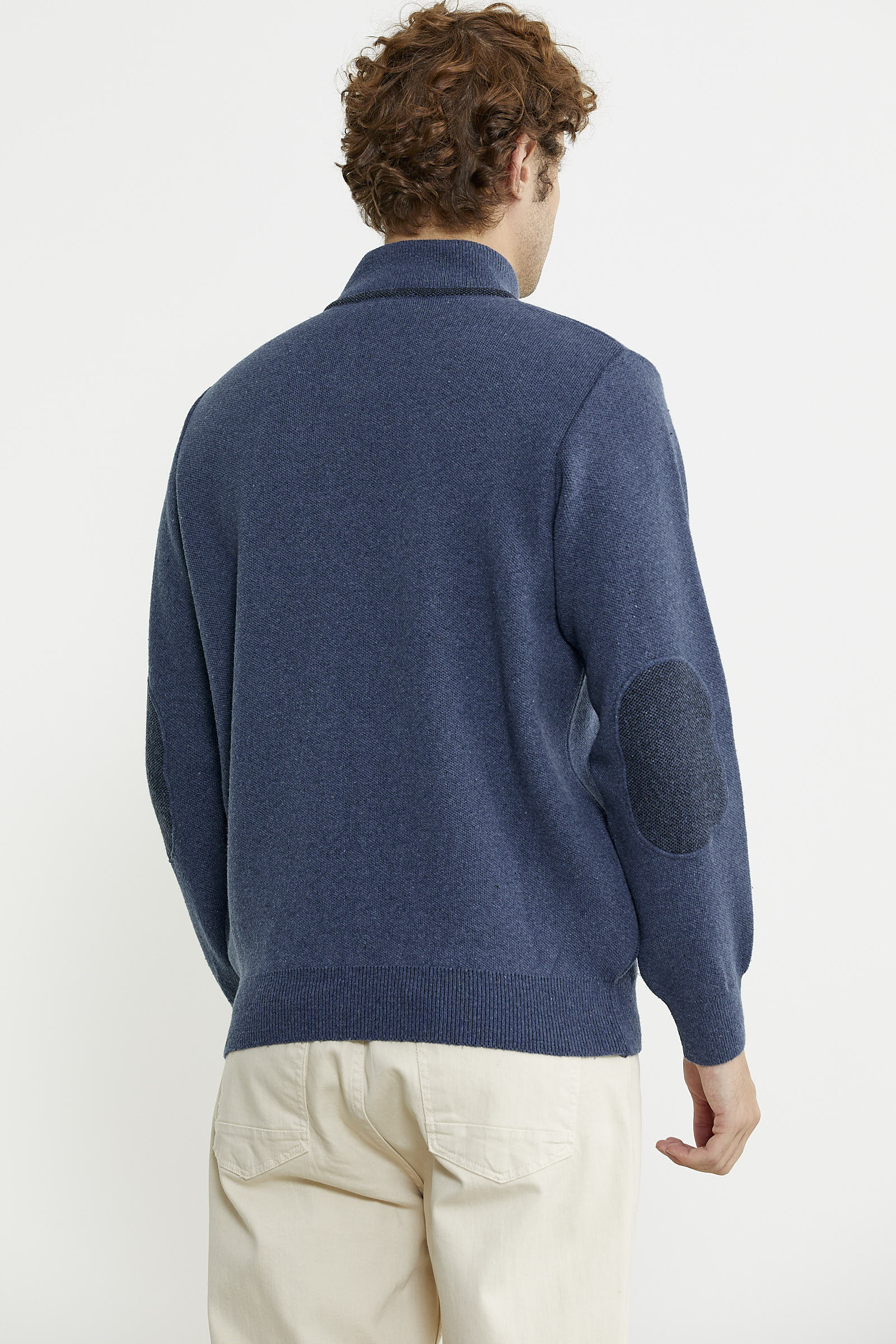 Renk Kombinli Cepli Yünlü Triko Mont - Indigo - Siyah - Sementa