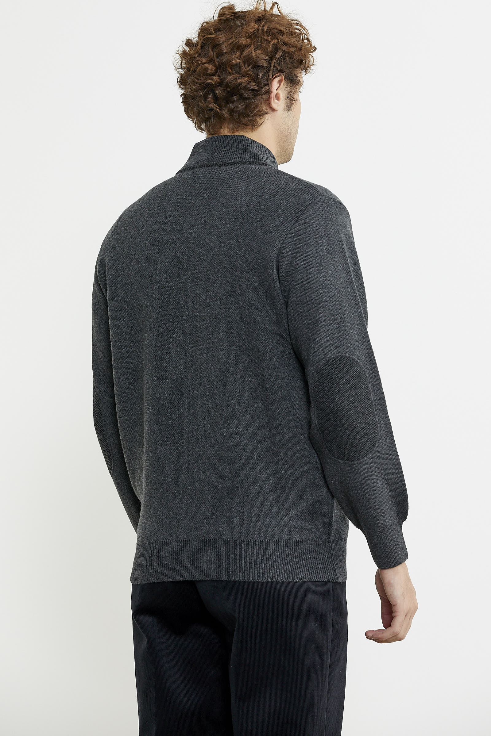 Renk Kombinli Cepli Yünlü Triko Mont - Koyu Gri - Siyah - Sementa