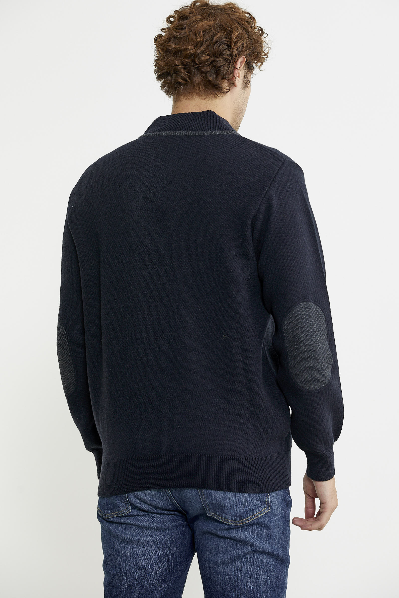 Renk Kombinli Cepli Yünlü Triko Mont - Lacivert - Koyu Gri - Sementa