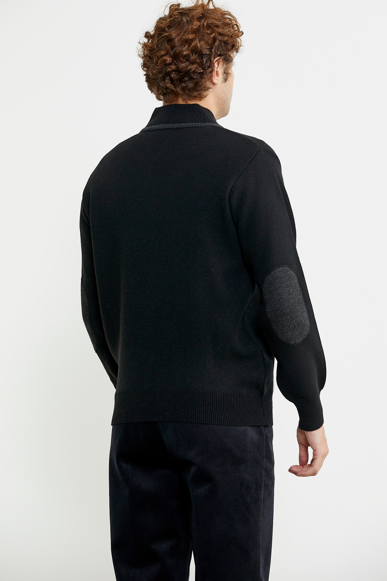 Renk Kombinli Cepli Yünlü Triko Mont - Siyah - Koyu Gri - Sementa