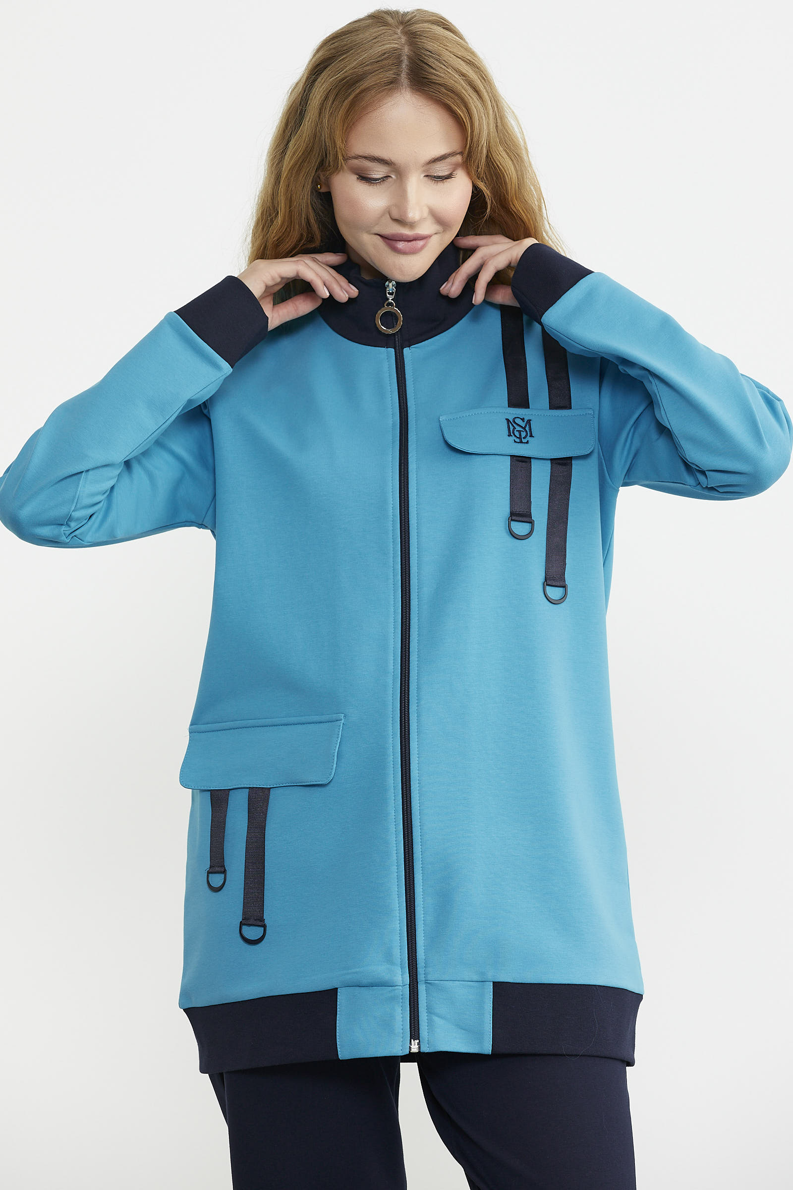 Renk Kombinli Rahat Kalıp Eşofman Takım - Mavi - Sementa