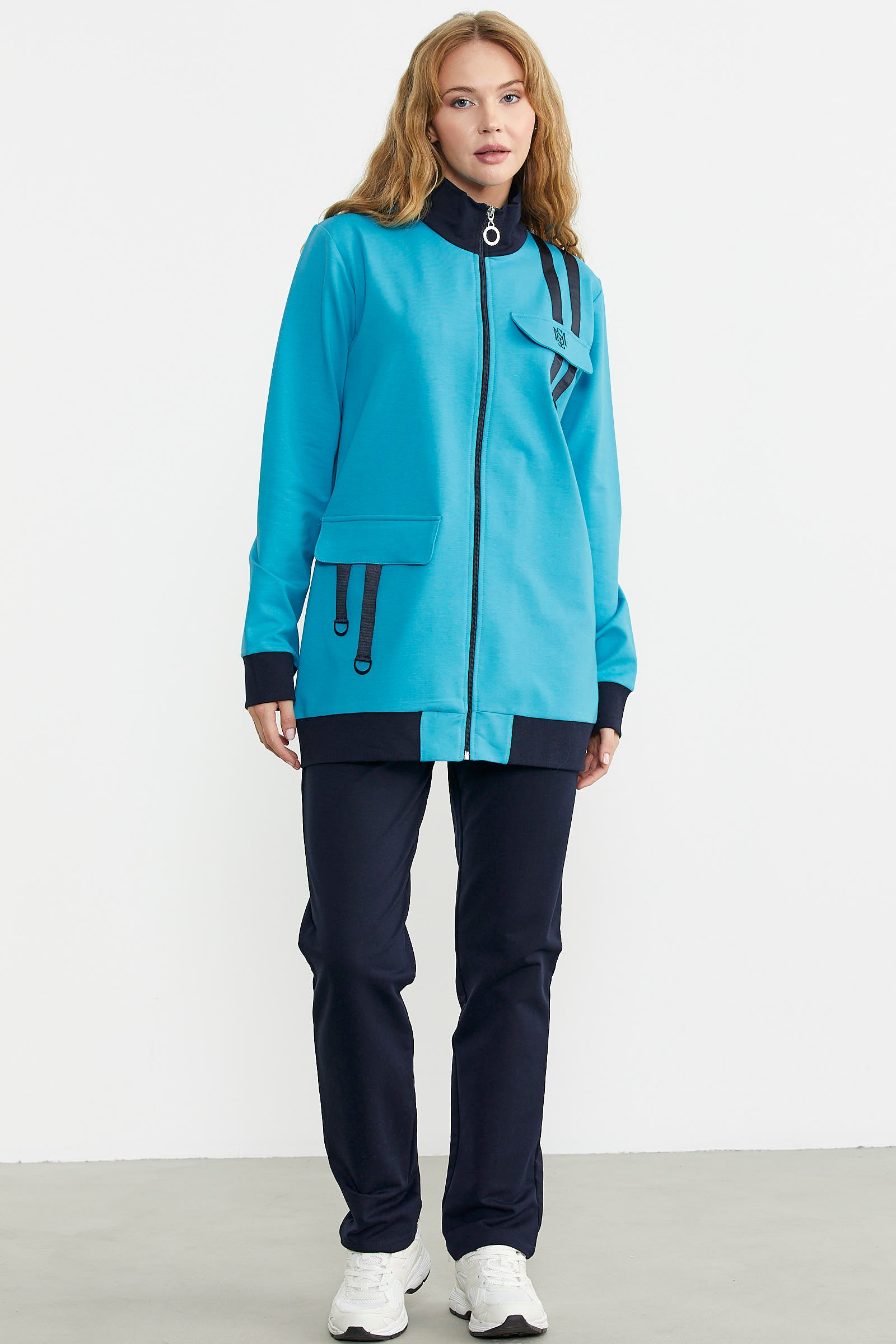 Renk Kombinli Rahat Kalıp Eşofman Takım - Mavi - Sementa