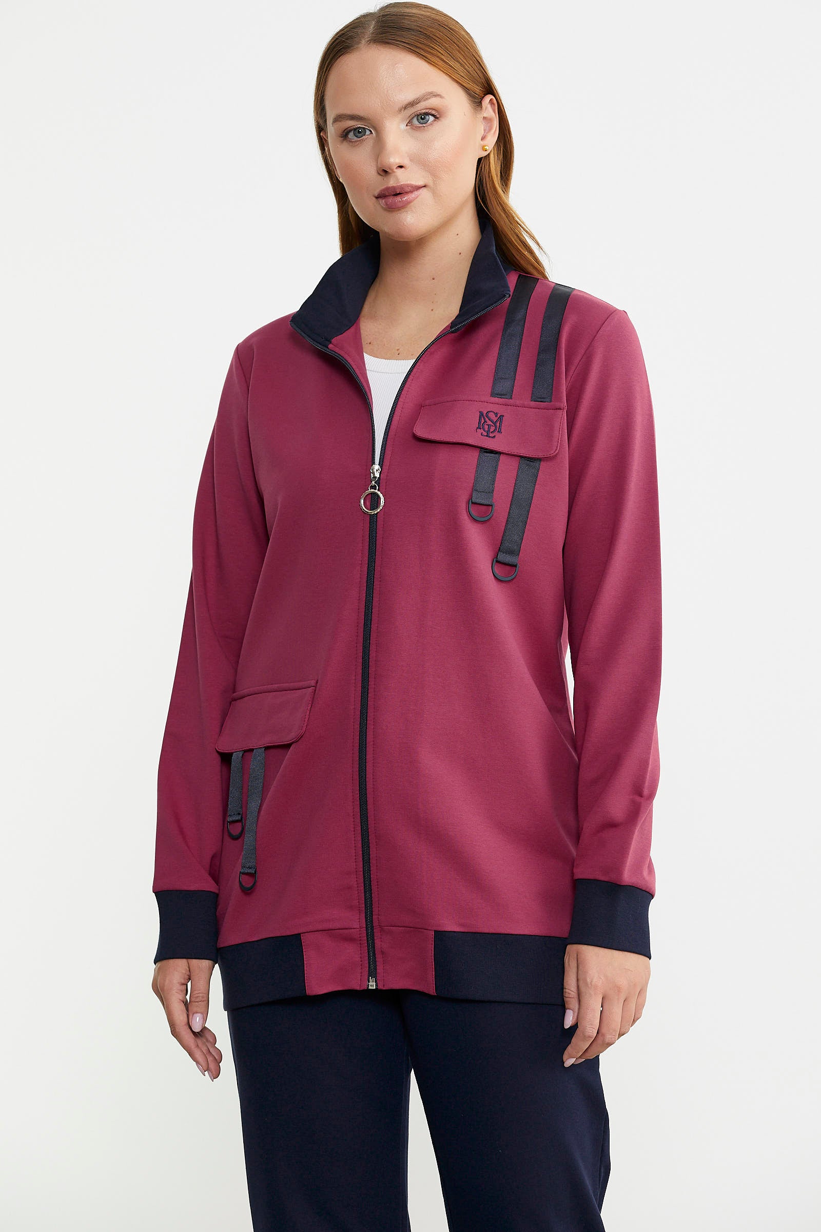 Renk Kombinli Rahat Kalıp Eşofman Takım - Pembe - Sementa