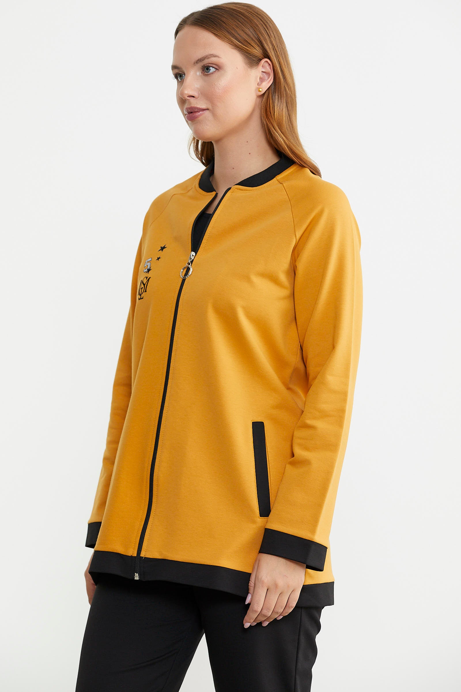 Renk Kombinli Tunik Eşofman Takım - Hardal - Sementa