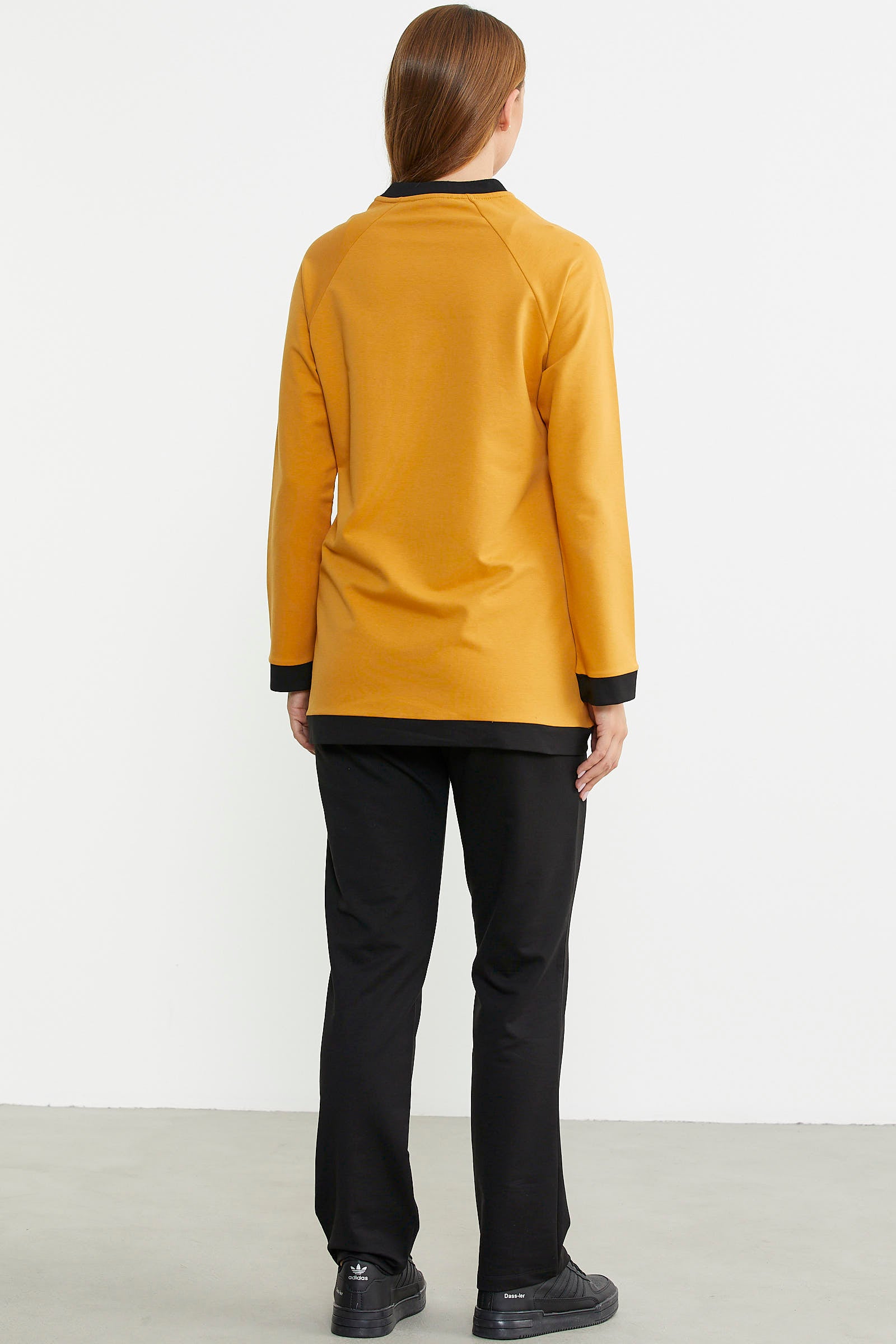 Renk Kombinli Tunik Eşofman Takım - Hardal - Sementa