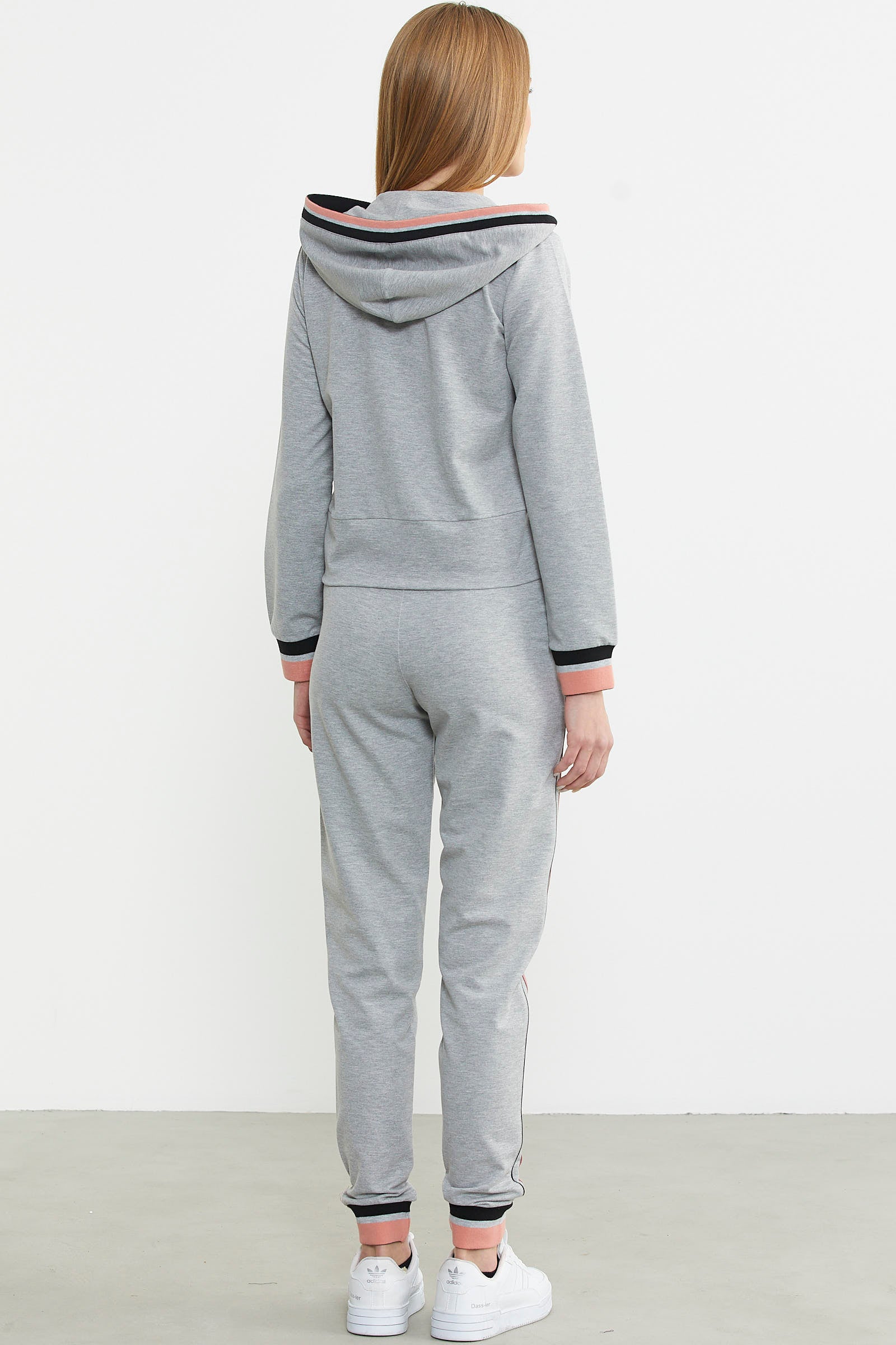 Renkli Biye Detaylı Jogger Eşofman Takım - Gri - Sementa